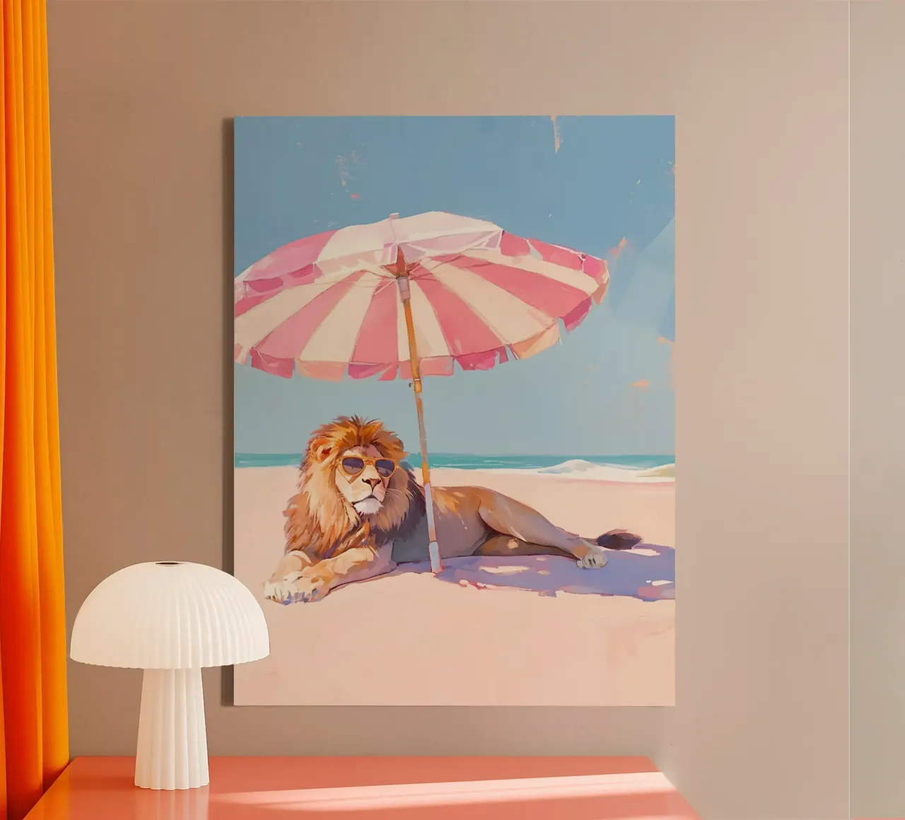 Lion on the Beach tela con Cornice a cassetta da Gypsy Galleria