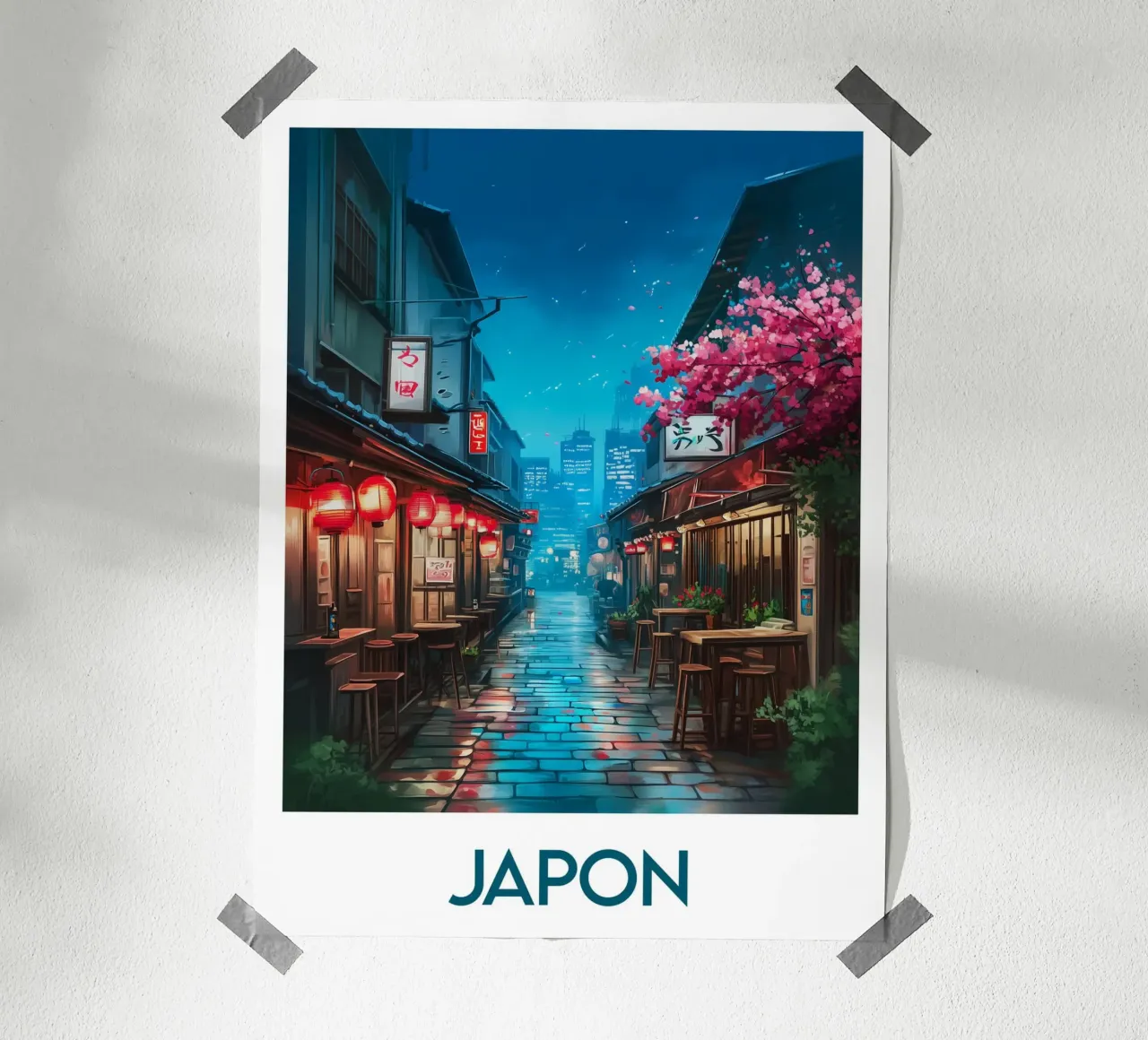 Poster Giappone poster con telaio in legno da Frame the World