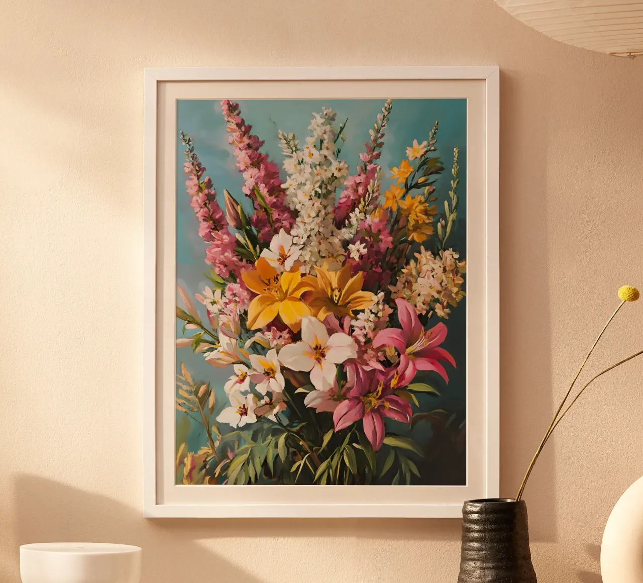 Maximalist Painted Flowers poster con telaio in legno da Gypsy Galleria