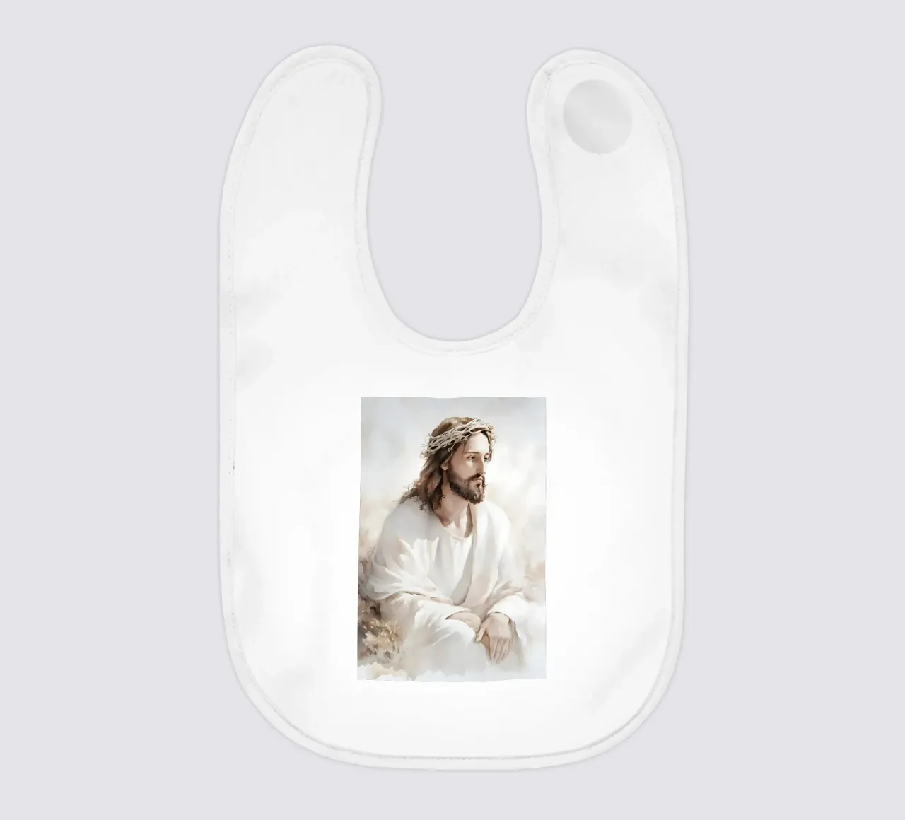Jesus thoughtful baby bib by LisaArtes