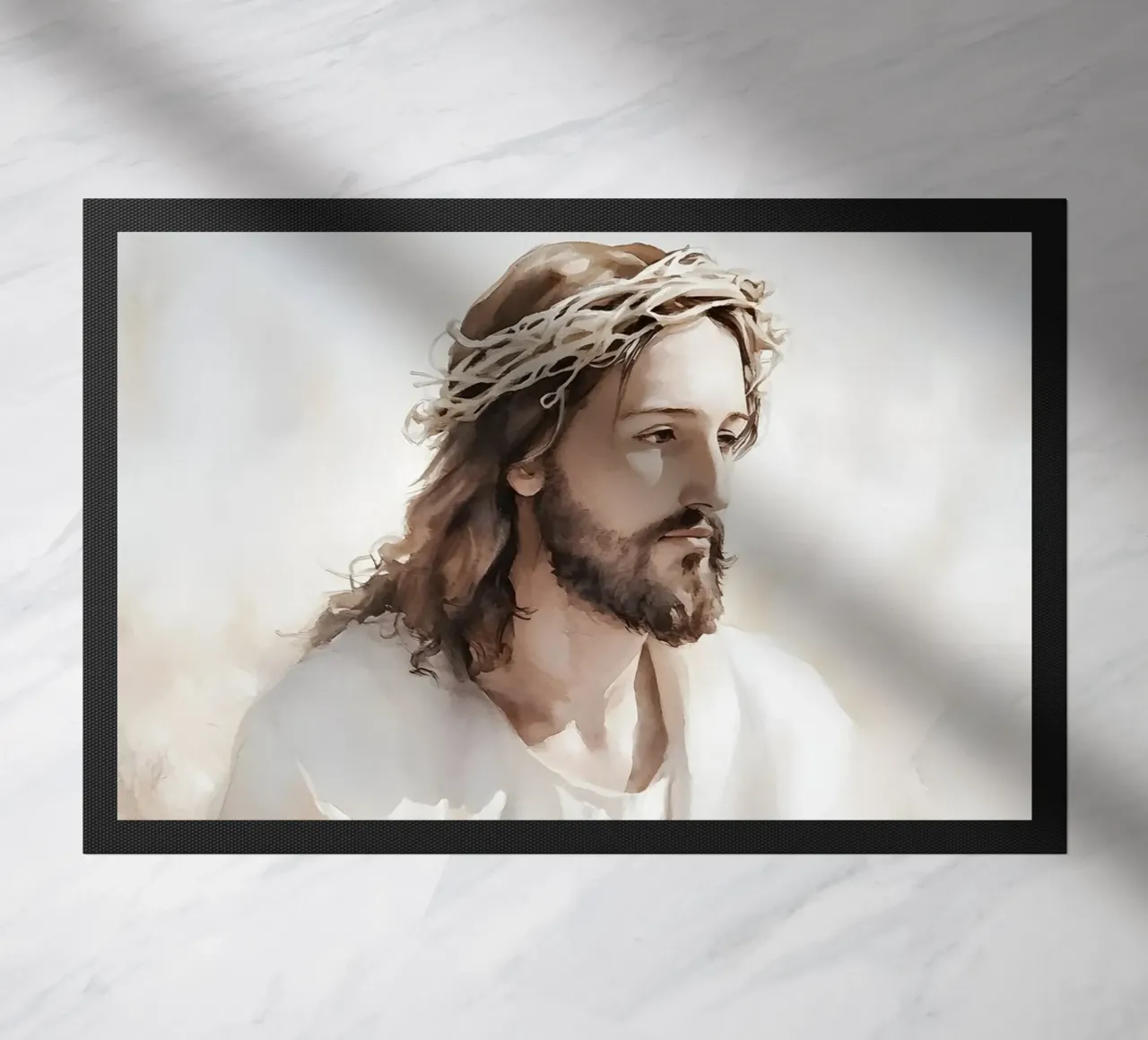 Jesus thoughtful doormat by LisaArtes