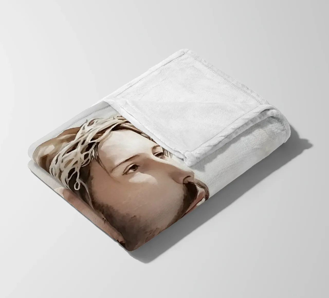 Jesus thoughtful fleece blanket by LisaArtes