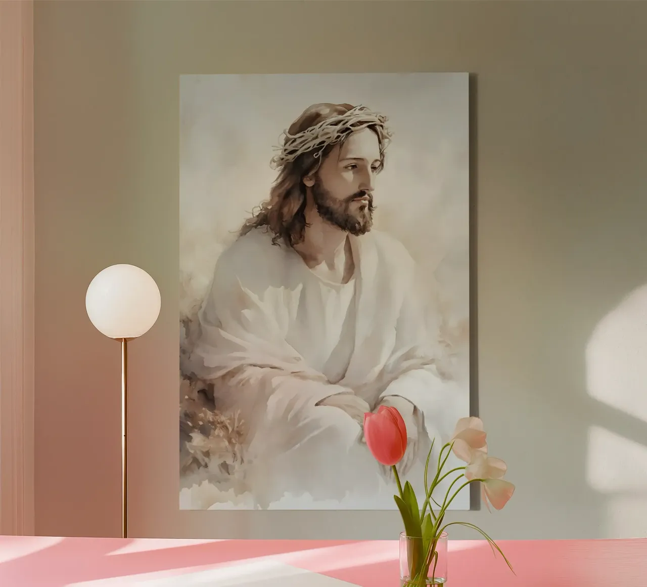 Jesus thoughtful canvas by LisaArtes