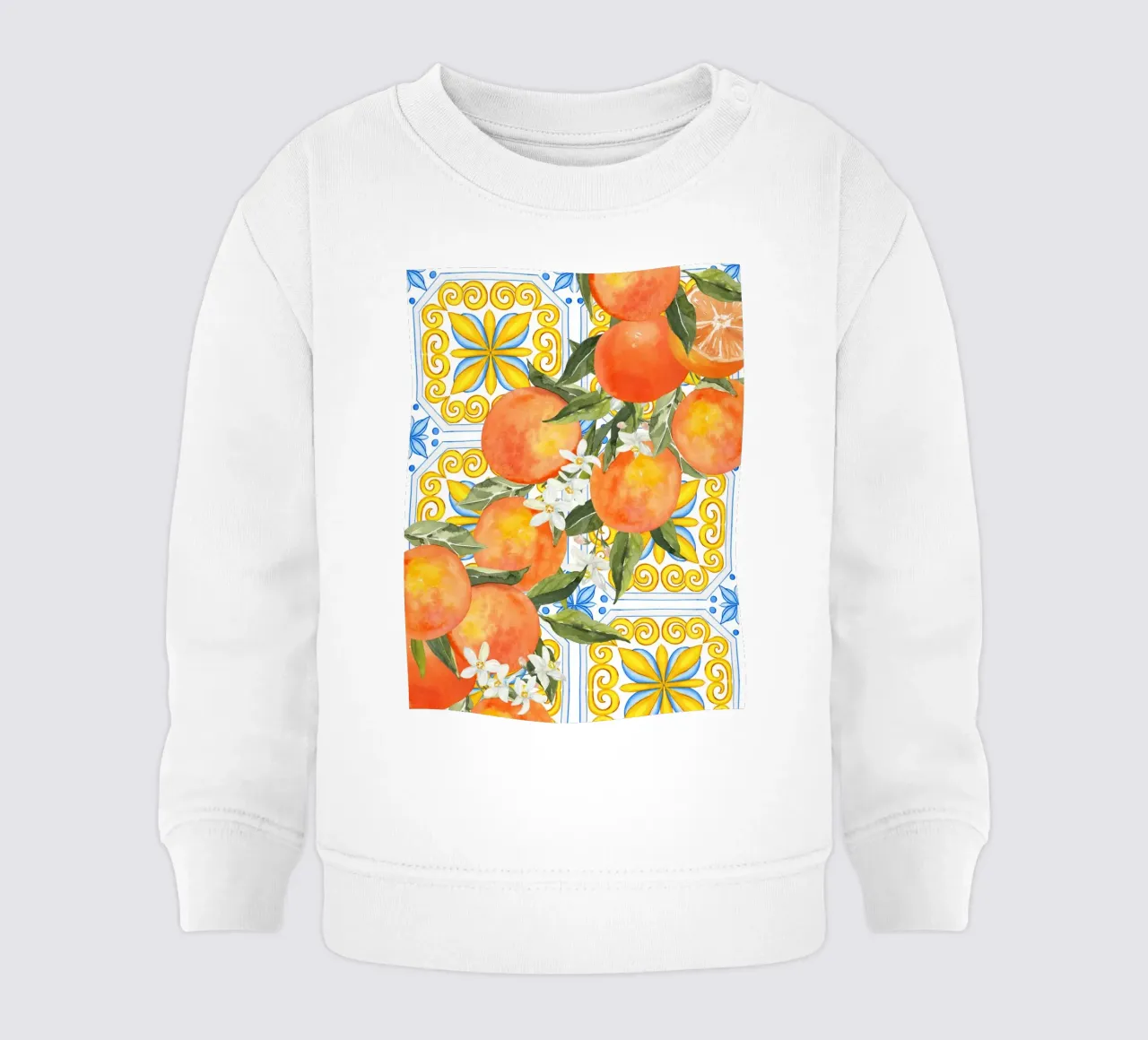 Italy Orange Print, Italian Art, Fruit Poster, Amalfi Coast baby sweatshirt by Bella Studio