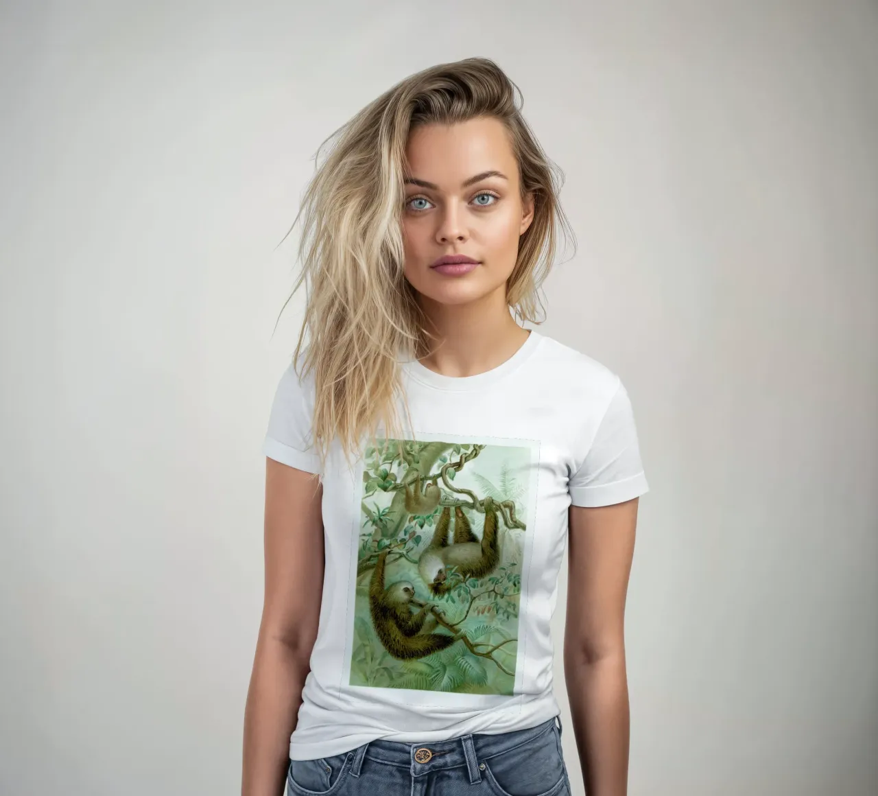 Sloths women's fitted t-shirt by Flora & Fauna
