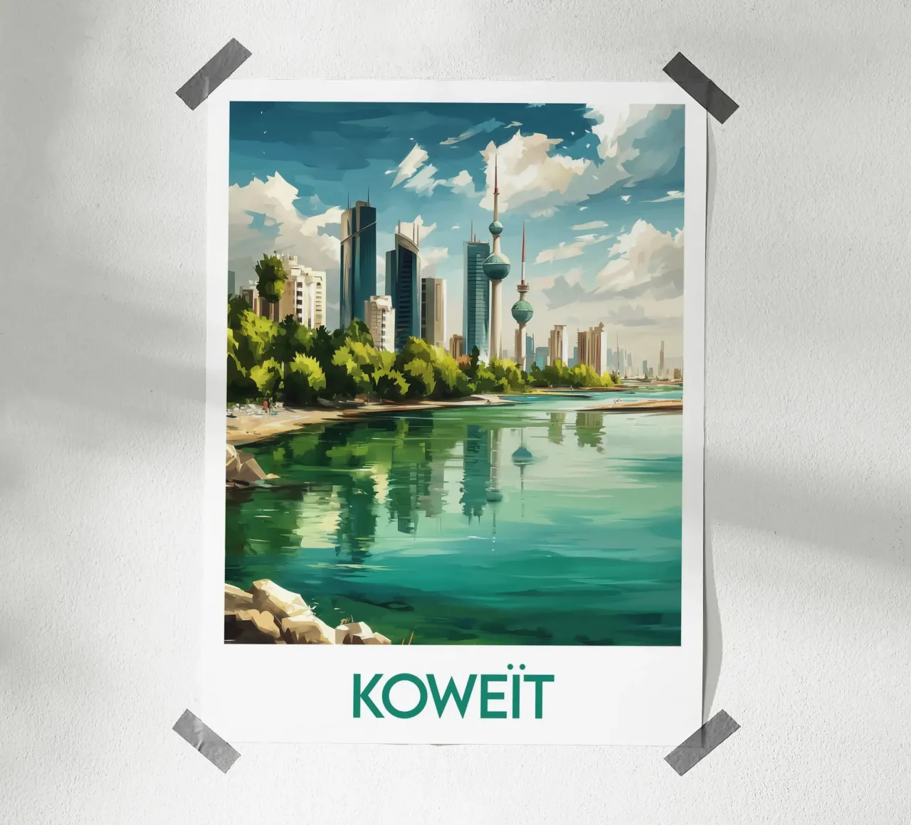 Manifesto del Kuwait poster con telaio in legno da Frame the World