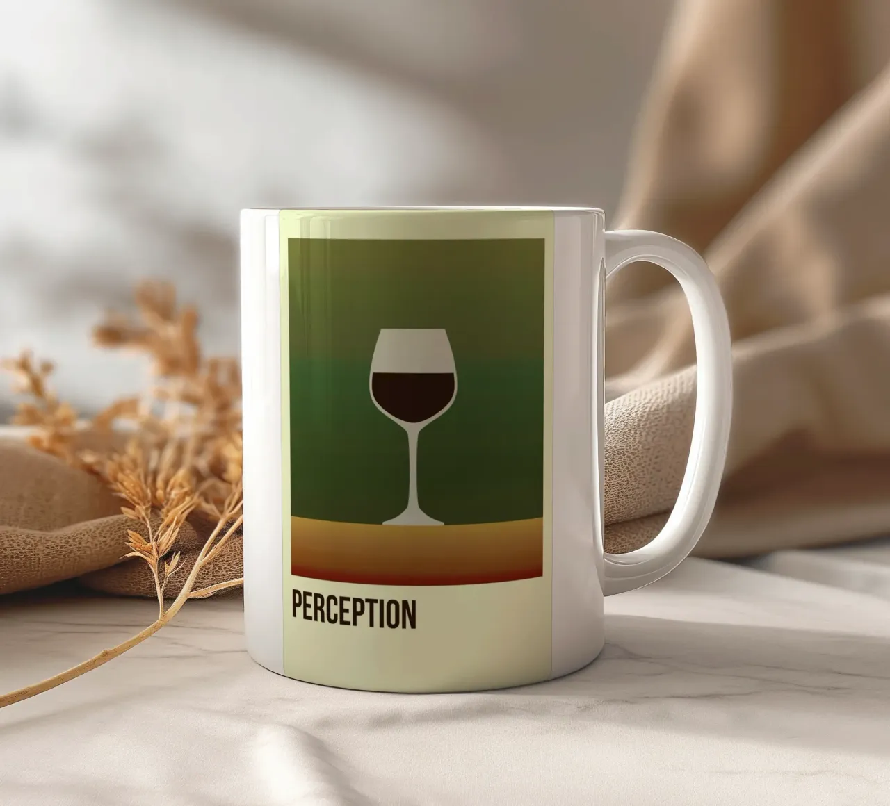 Perception Red ceramic mug by Trabolt Design