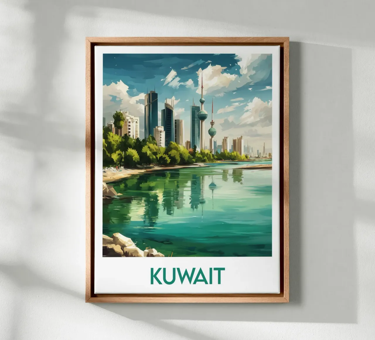 Manifesto del Kuwait tela con Cornice a cassetta da Frame the World