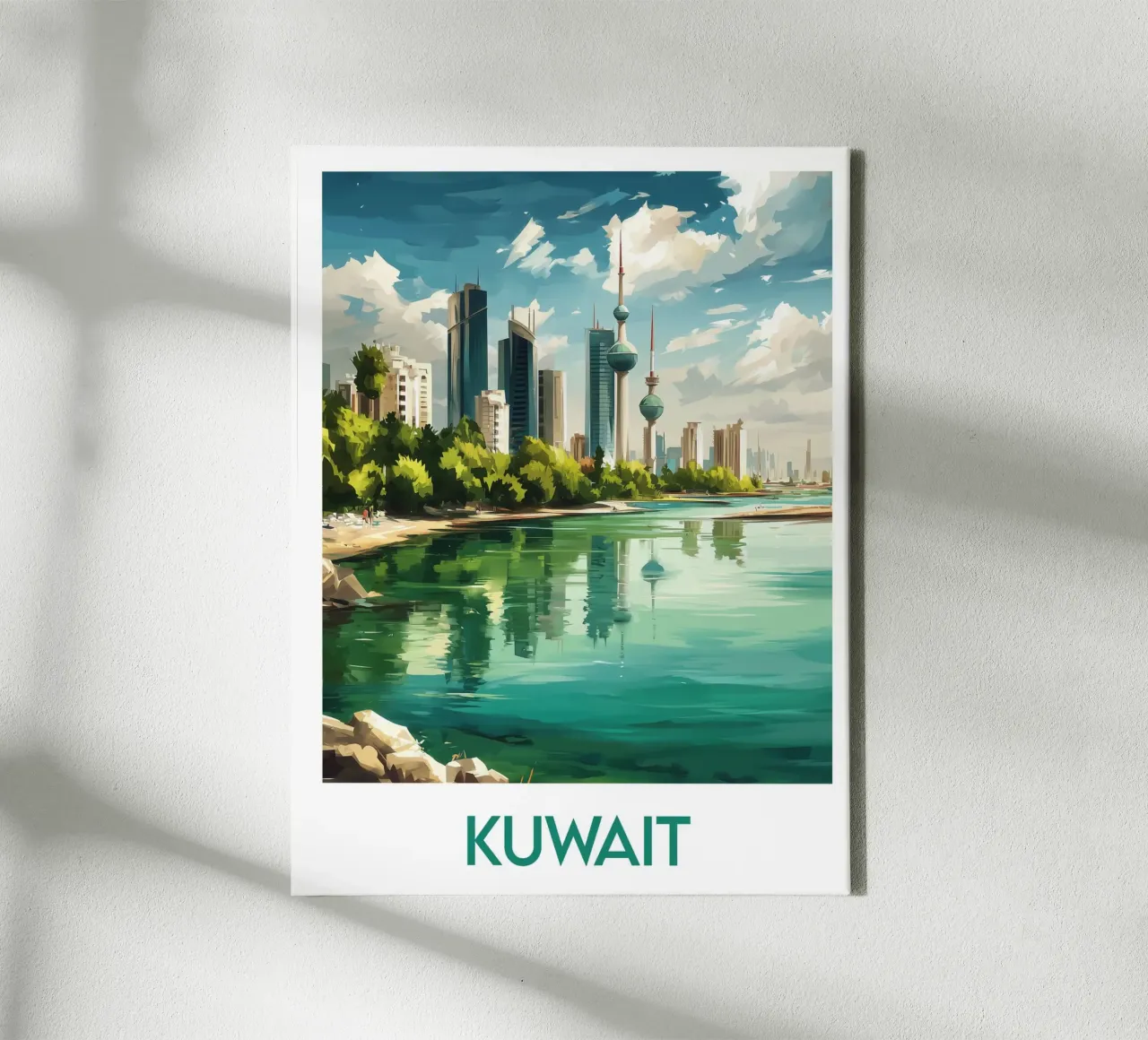 Manifesto del Kuwait tela con Cornice a cassetta da Frame the World