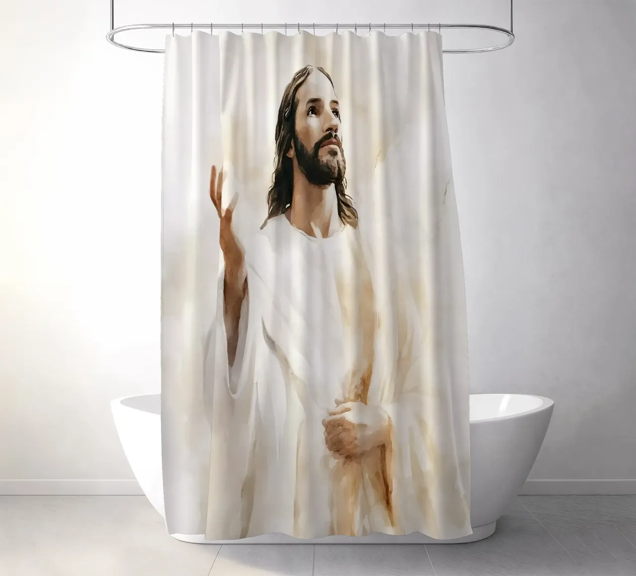 Jesus shower curtain by LisaArtes