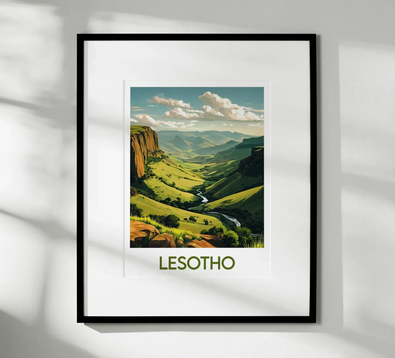 Poster del Lesotho poster con telaio in legno da Frame the World