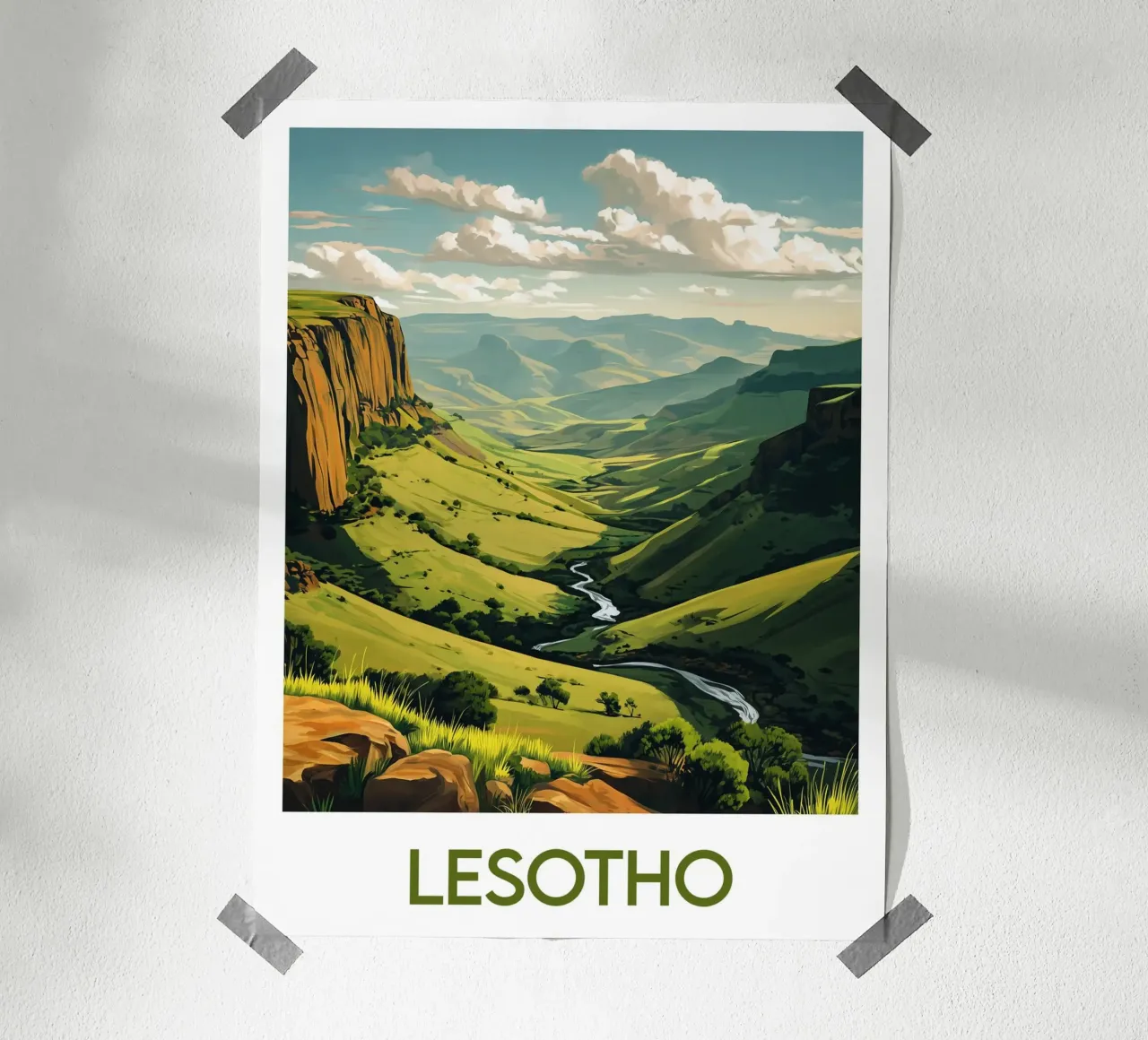 Poster del Lesotho poster con telaio in legno da Frame the World