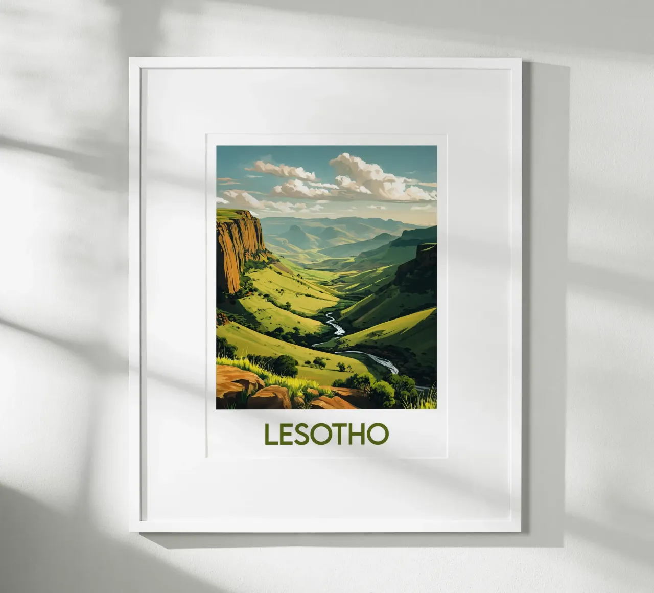 Poster del Lesotho poster con telaio in legno da Frame the World