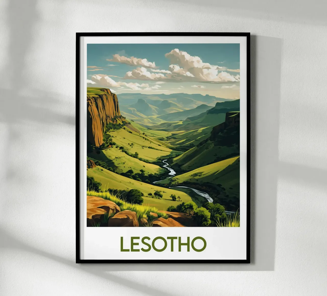 Poster del Lesotho poster con telaio in legno da Frame the World