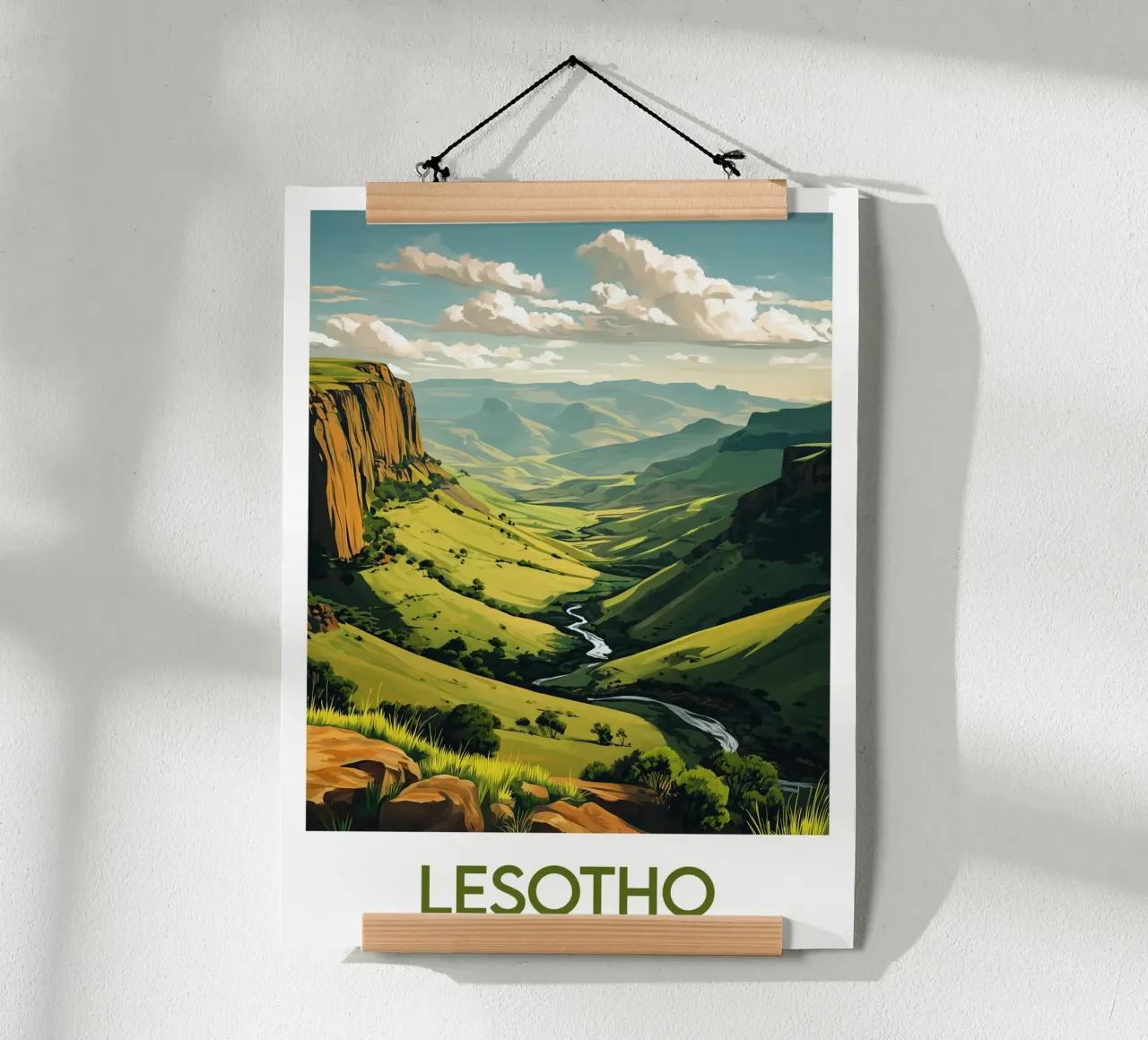 Poster del Lesotho poster con telaio in legno da Frame the World