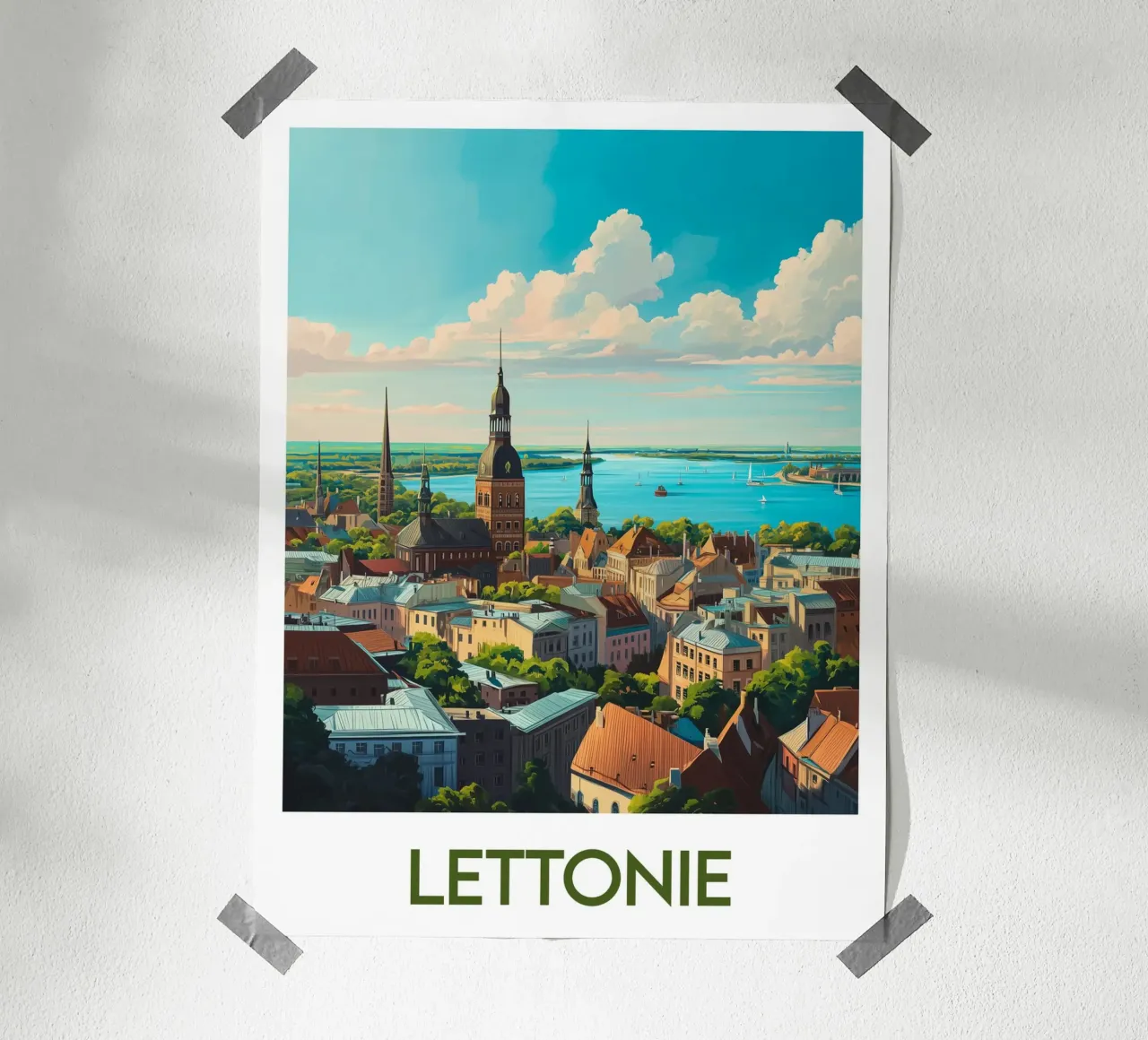 Affiche Lettonie poster con telaio in legno da Frame the World
