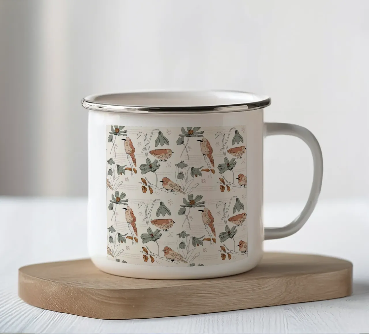 Bohemian Birds tazza in smalto da Studio Wida