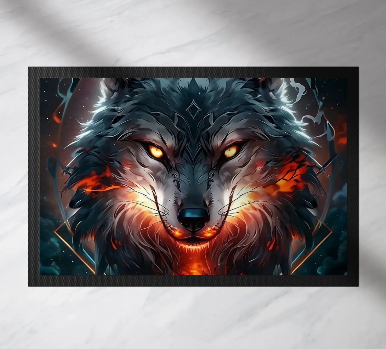 fantasy dark Wolf doormat by LM2Kone