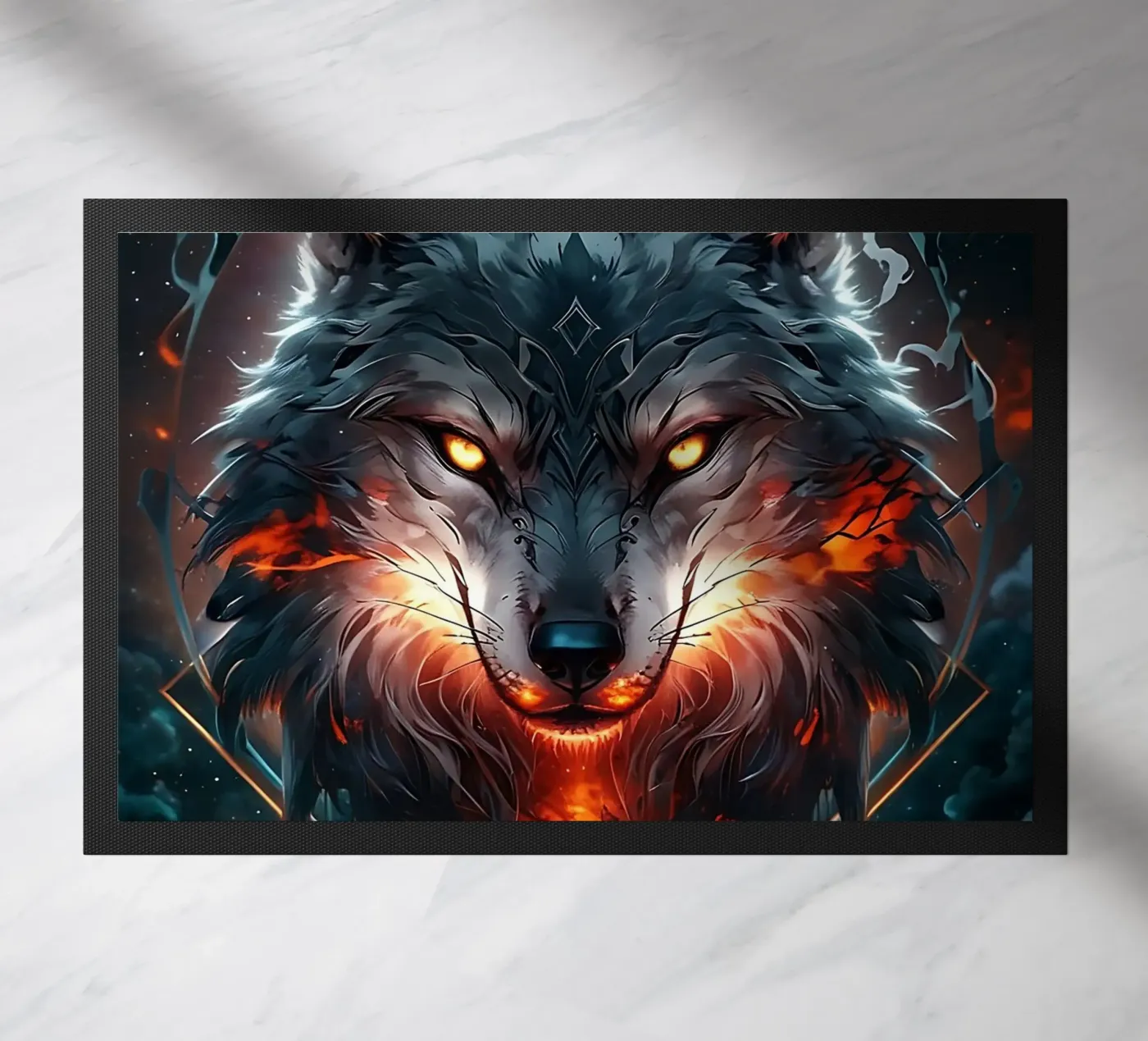 fantasy dark Wolf doormat by LM2Kone