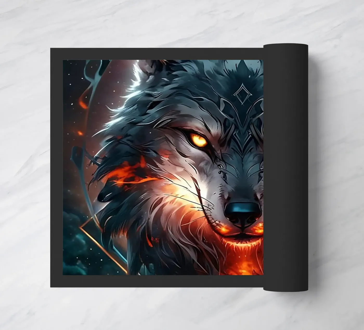 fantasy dark Wolf doormat by LM2Kone