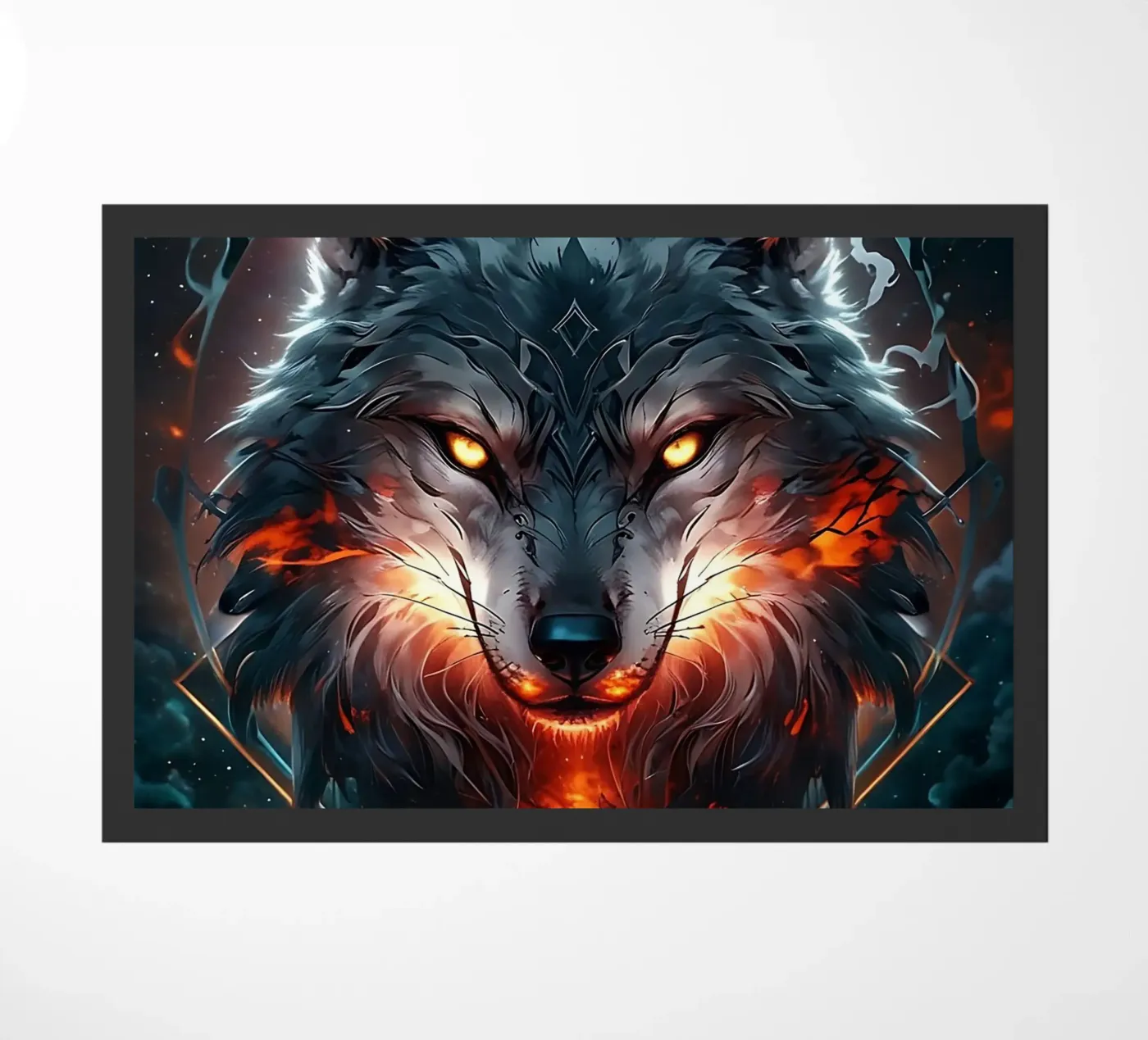 fantasy dark Wolf doormat by LM2Kone