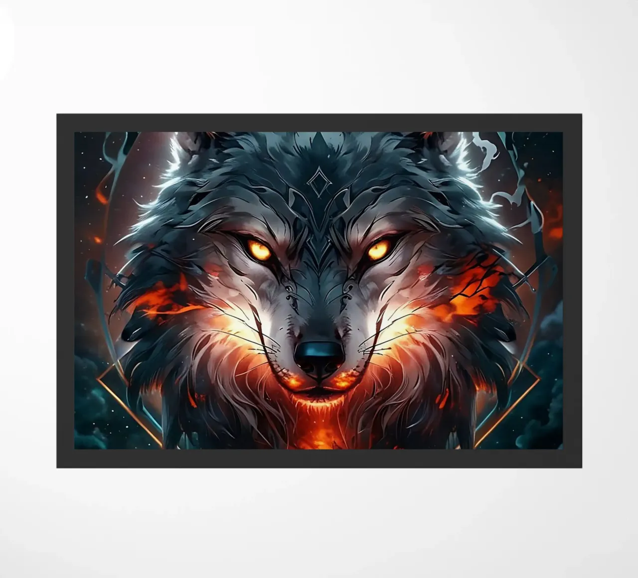 fantasy dark Wolf doormat by LM2Kone