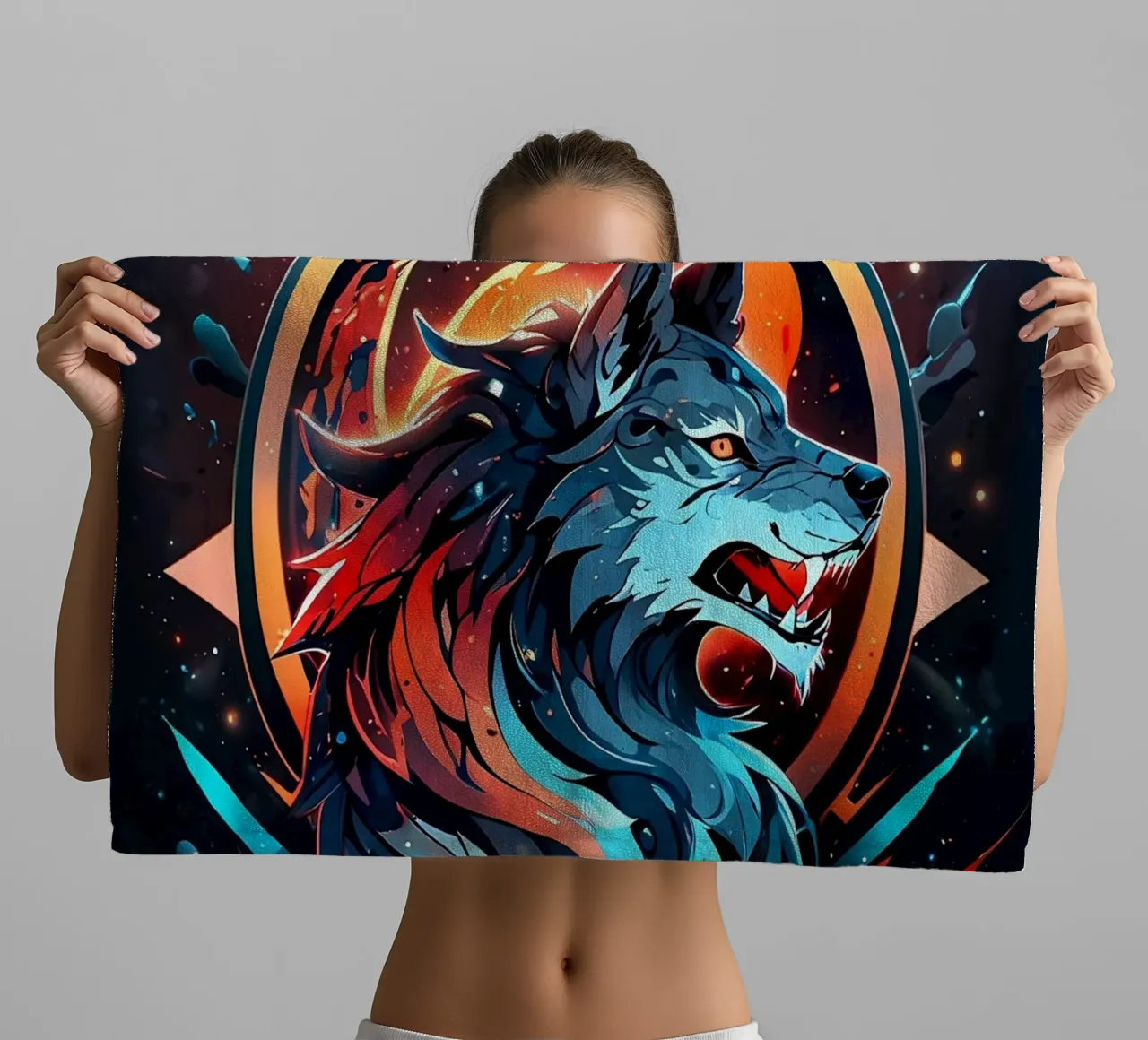 Simbolo del lupo colorato asciugamano da bagno da LM2KONE