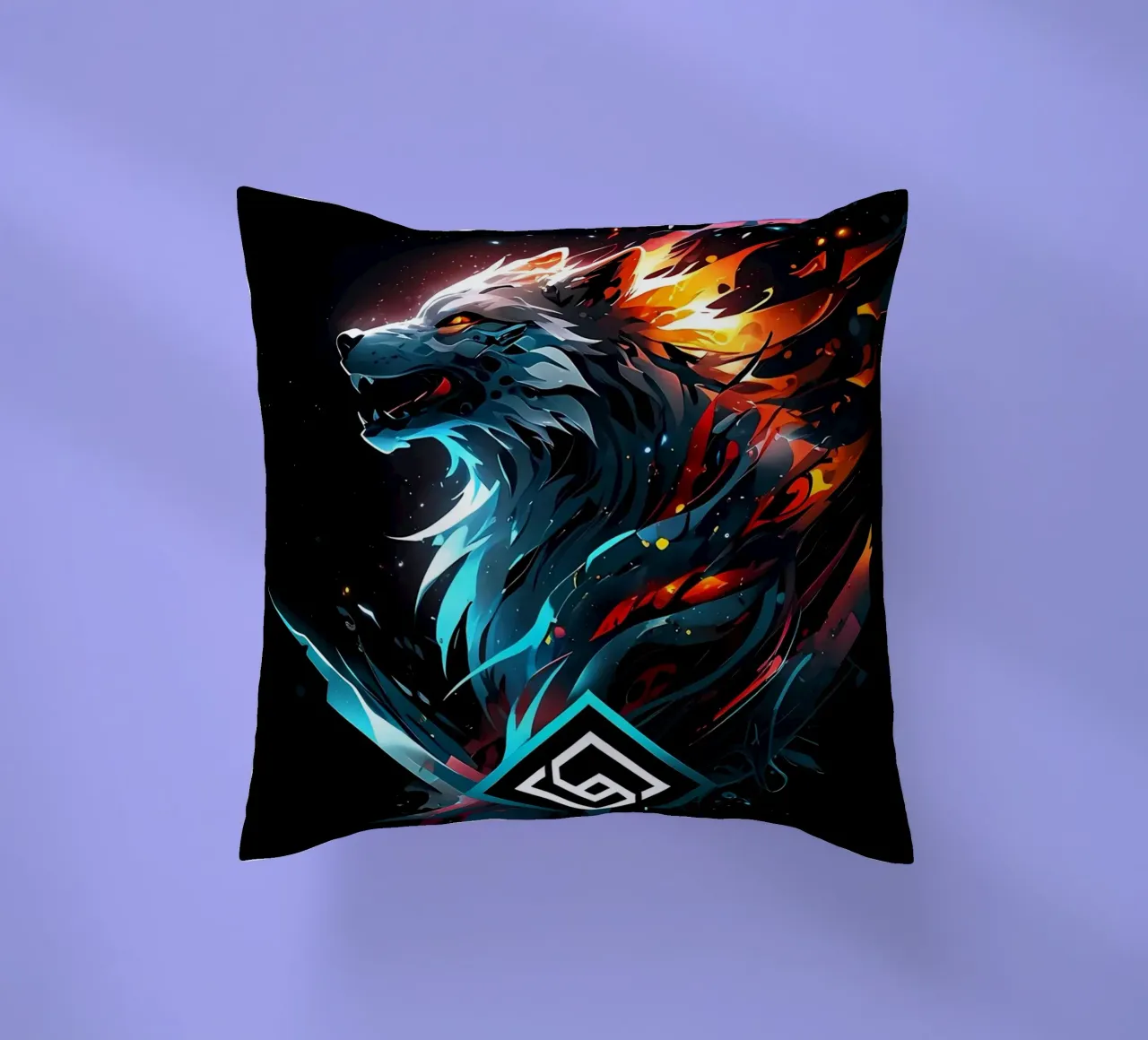 Wolf Symbolic Gaming decorative cushion by LM2KONE