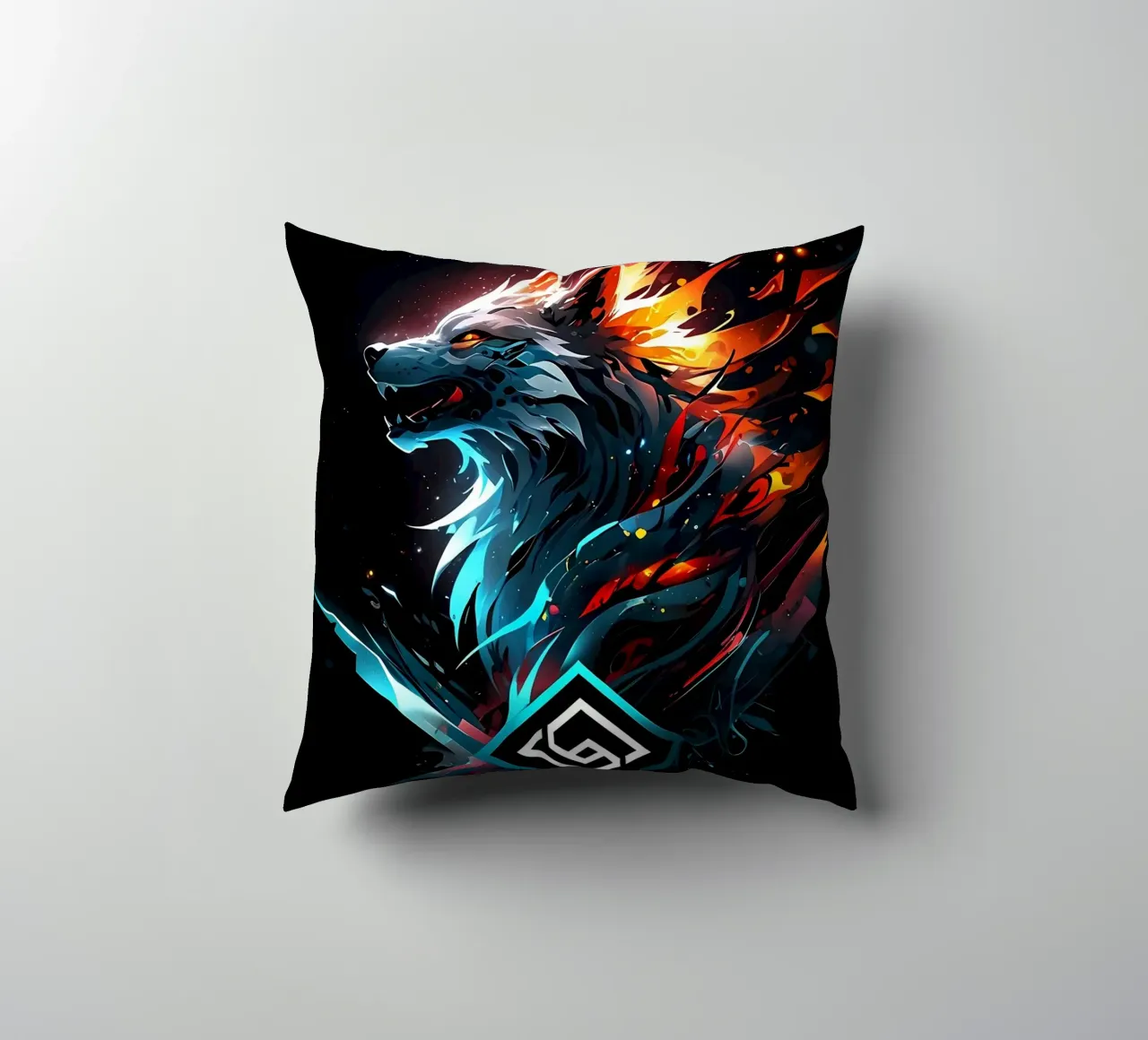 Wolf Symbolic Gaming decorative cushion by LM2KONE