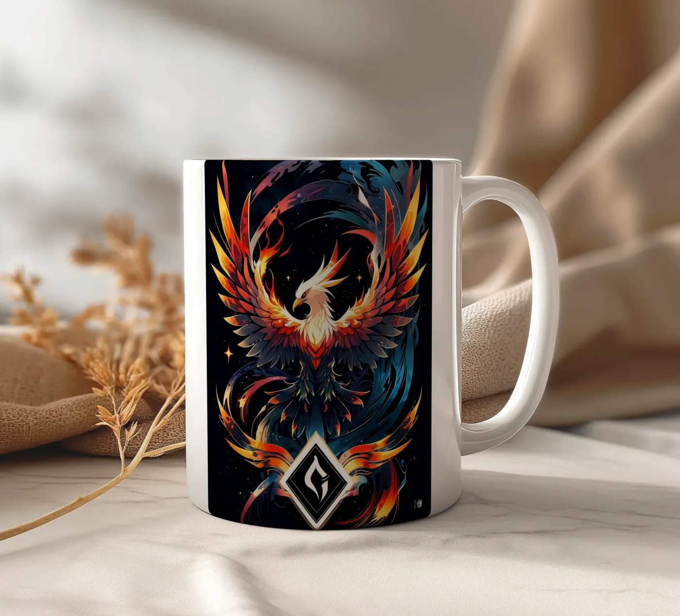 Epic Fire Phoenix ceramic mug by LM2Kone