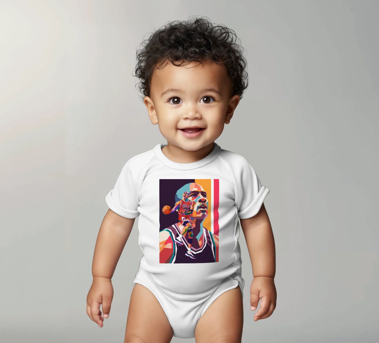 Legendary basketball player Michael Jordan short-sleeve baby romper by Hantamrata