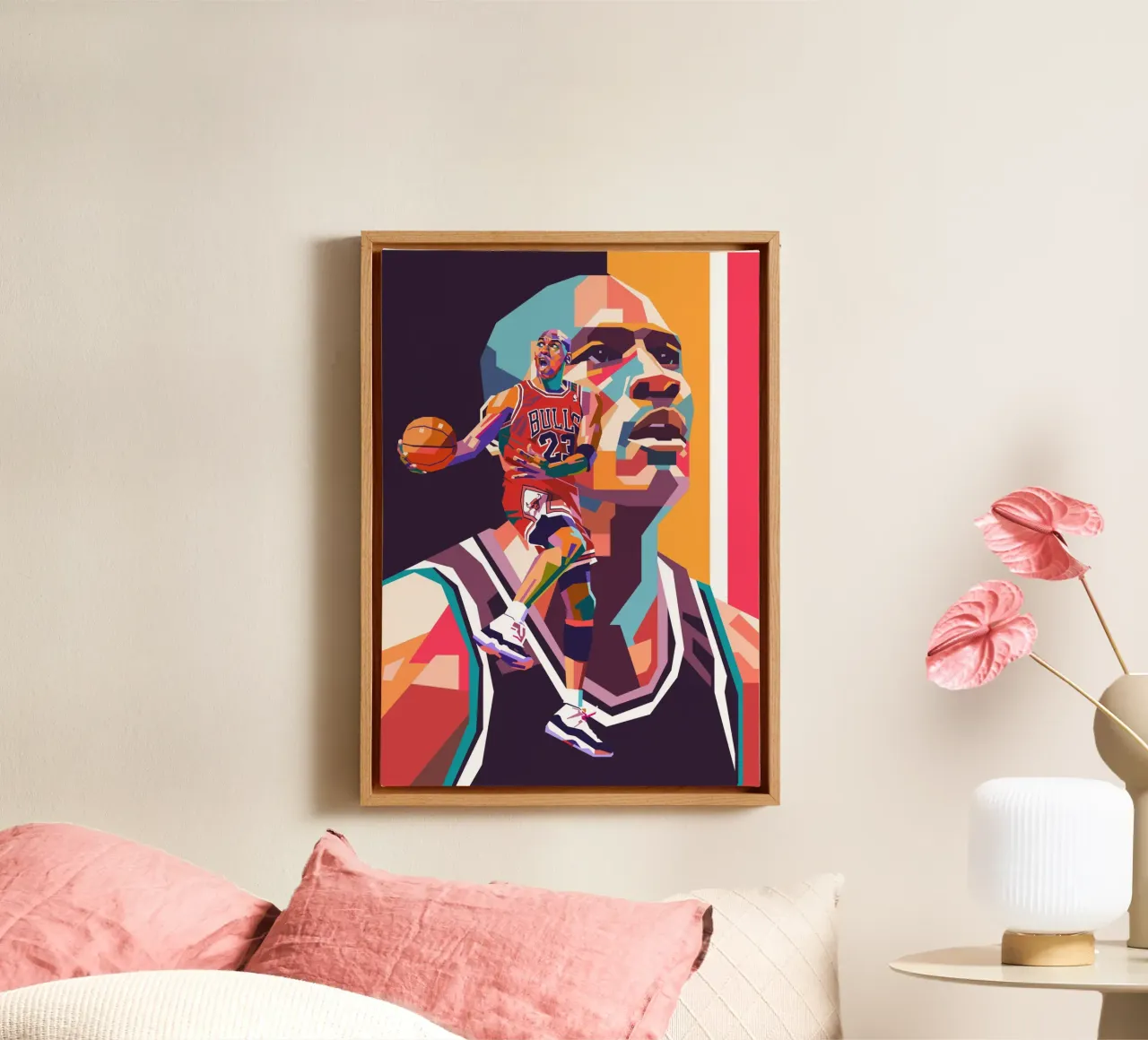El legendario jugador de baloncesto Michael Jordan lienzo de Hantamrata