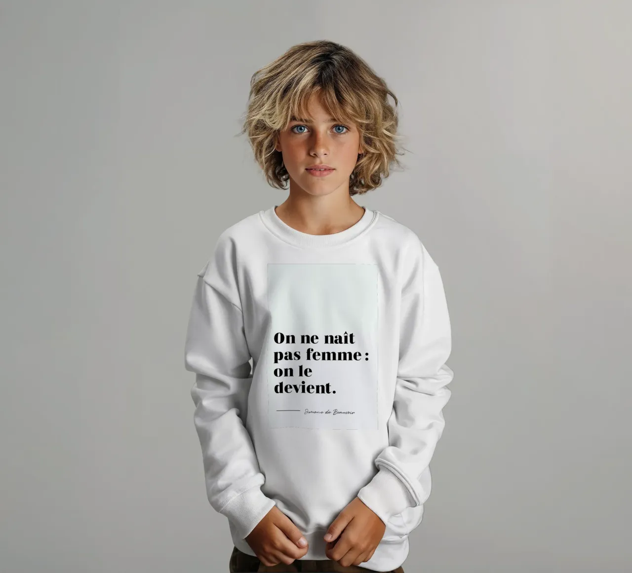 On ne naît pas femme : on le devient felpa bambino da typed