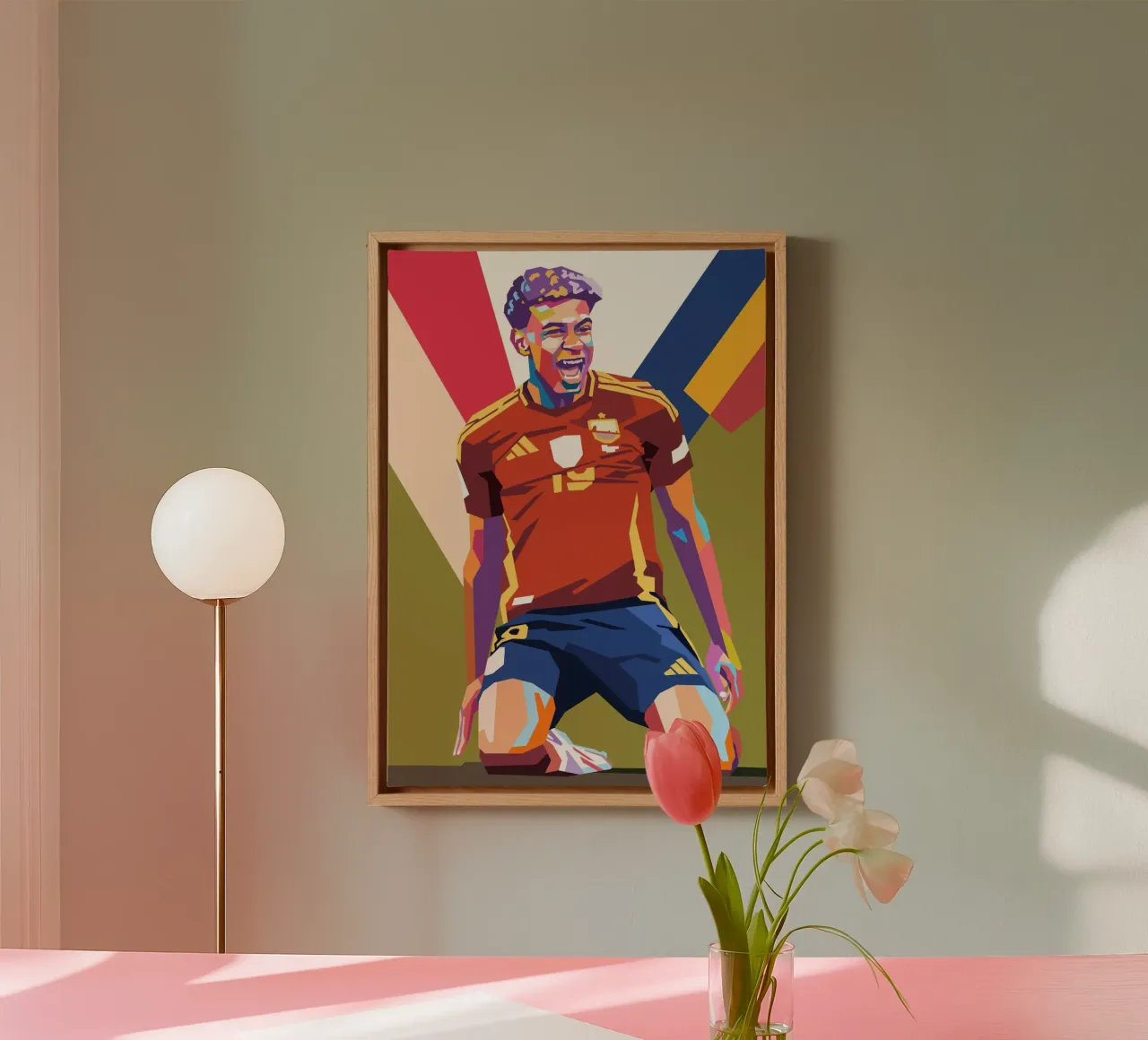 Iconc Lamine Yamal Feier Leinwand mit Schattenfugenrahmen von Hantamrata