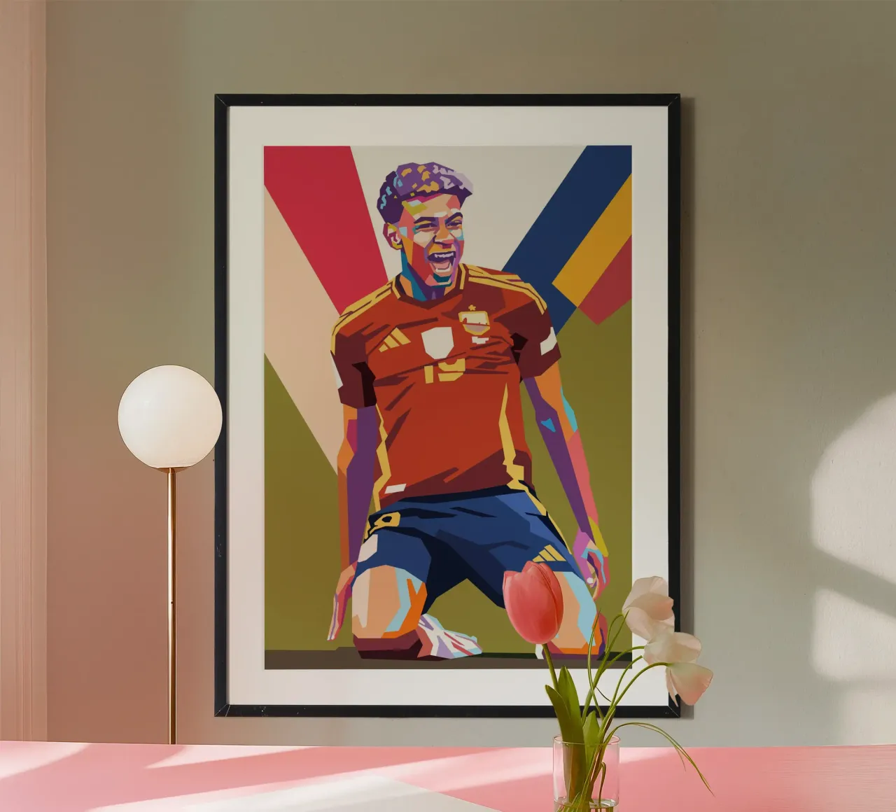 Celebrazione di Iconc Lamine Yamal poster con telaio in legno da Hantamrata