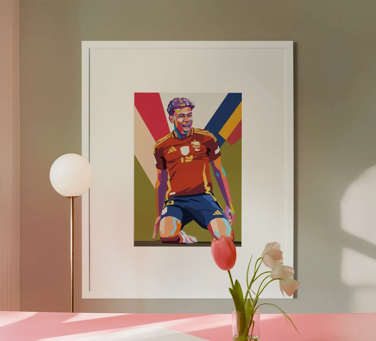 Celebrazione di Iconc Lamine Yamal poster con telaio in legno da Hantamrata