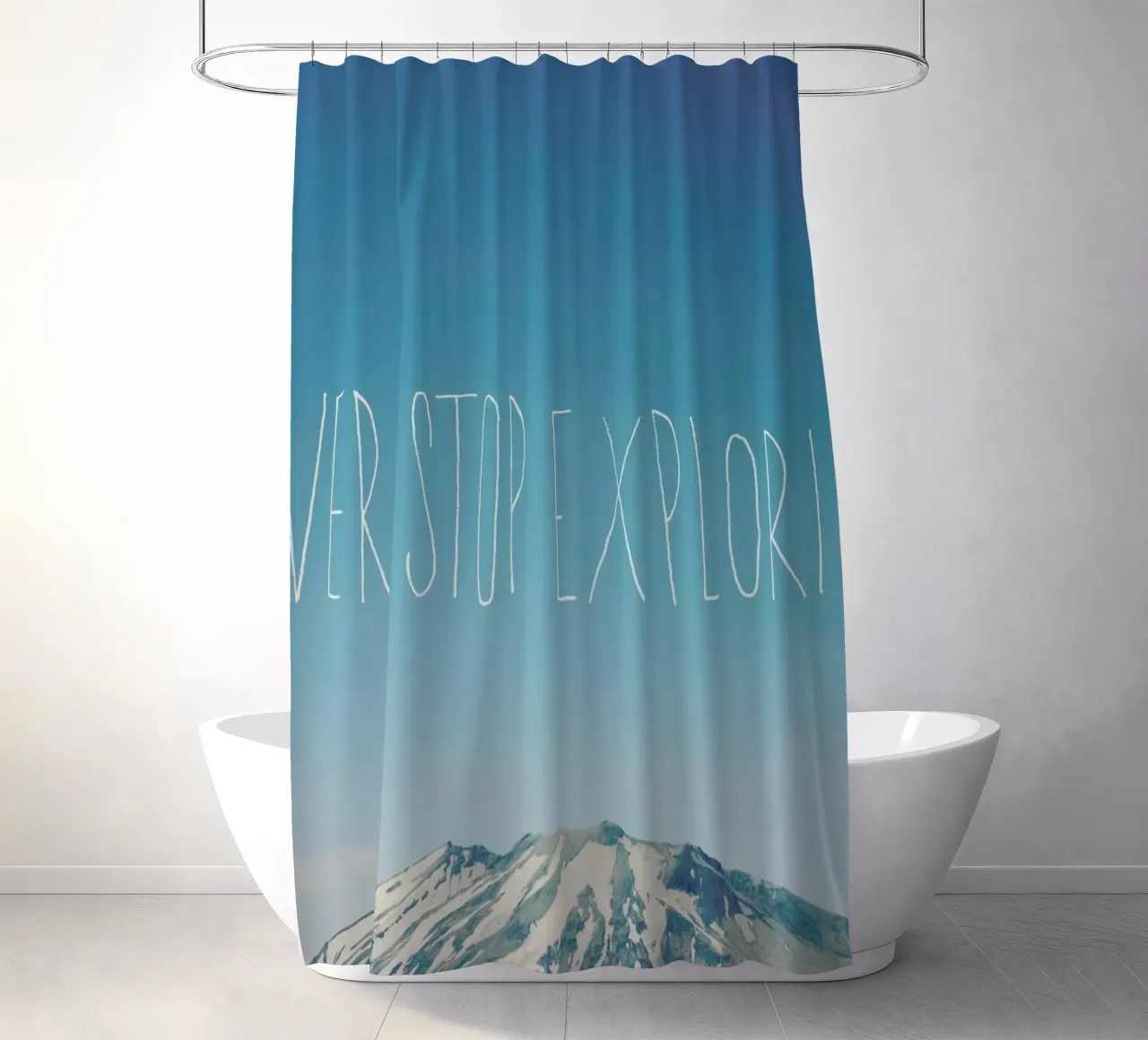 Never Stop Exploring Duschvorhang von Leah Flores