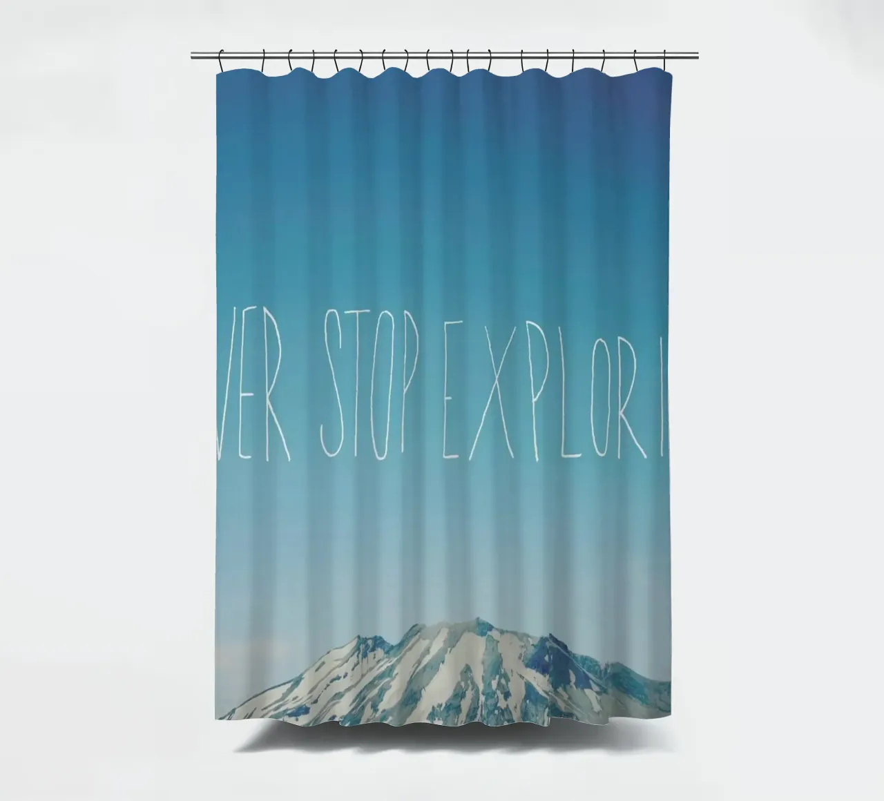 Never Stop Exploring Duschvorhang von Leah Flores