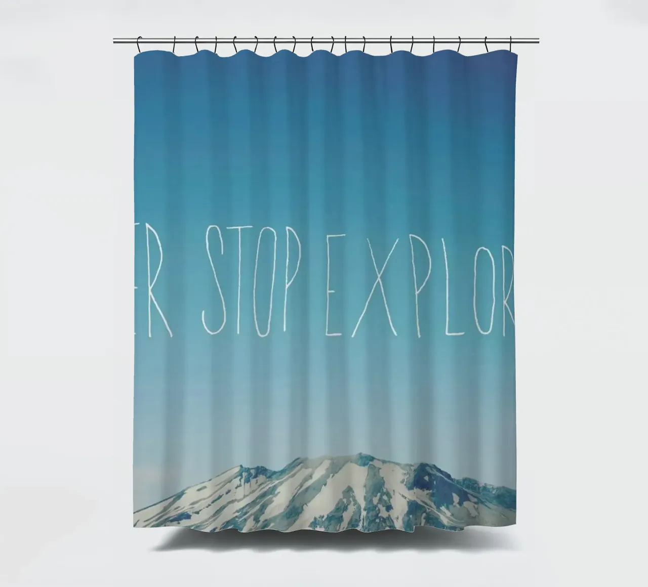 Never Stop Exploring Duschvorhang von Leah Flores