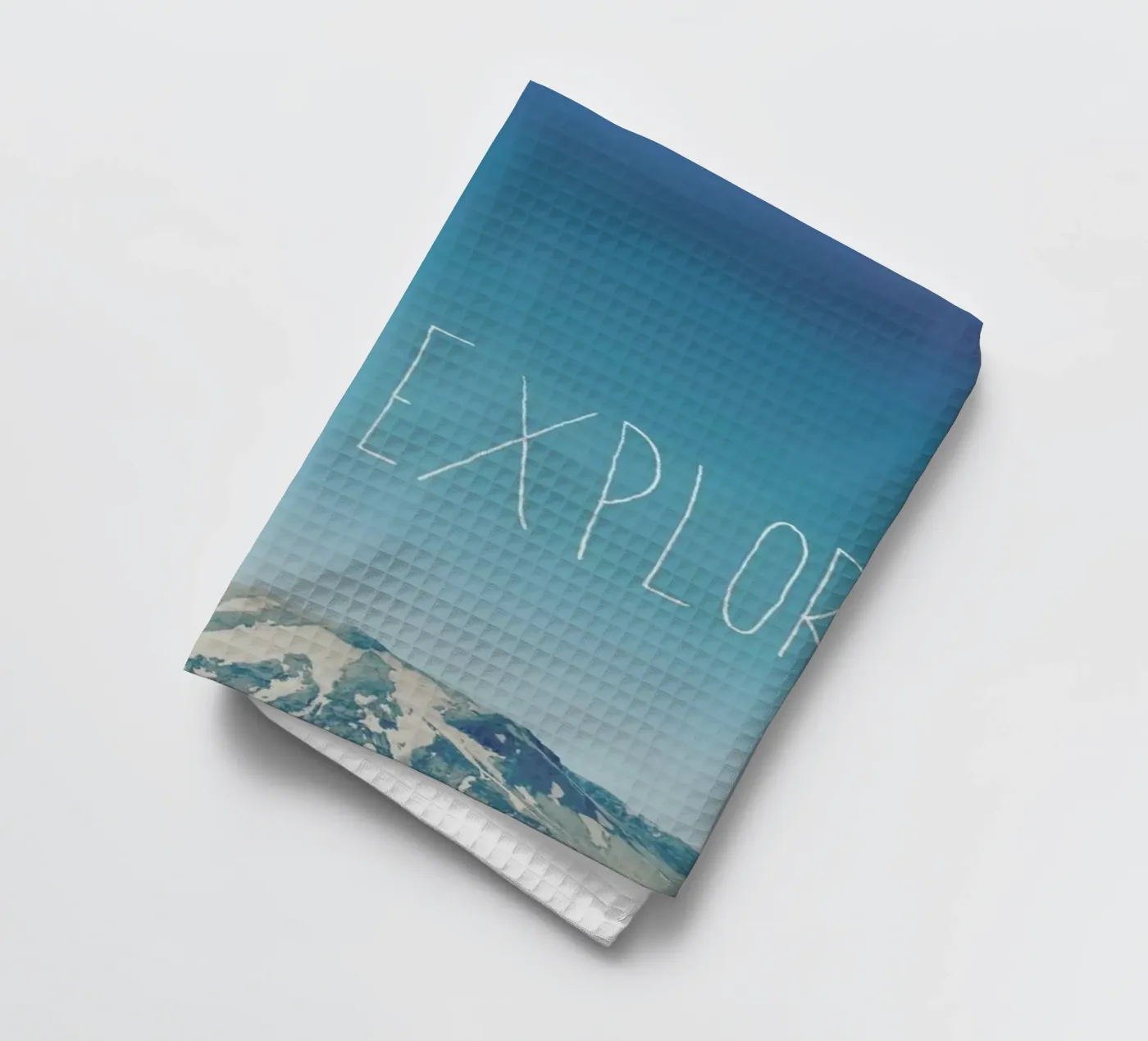 Never Stop Exploring tea towel by Leah Flores