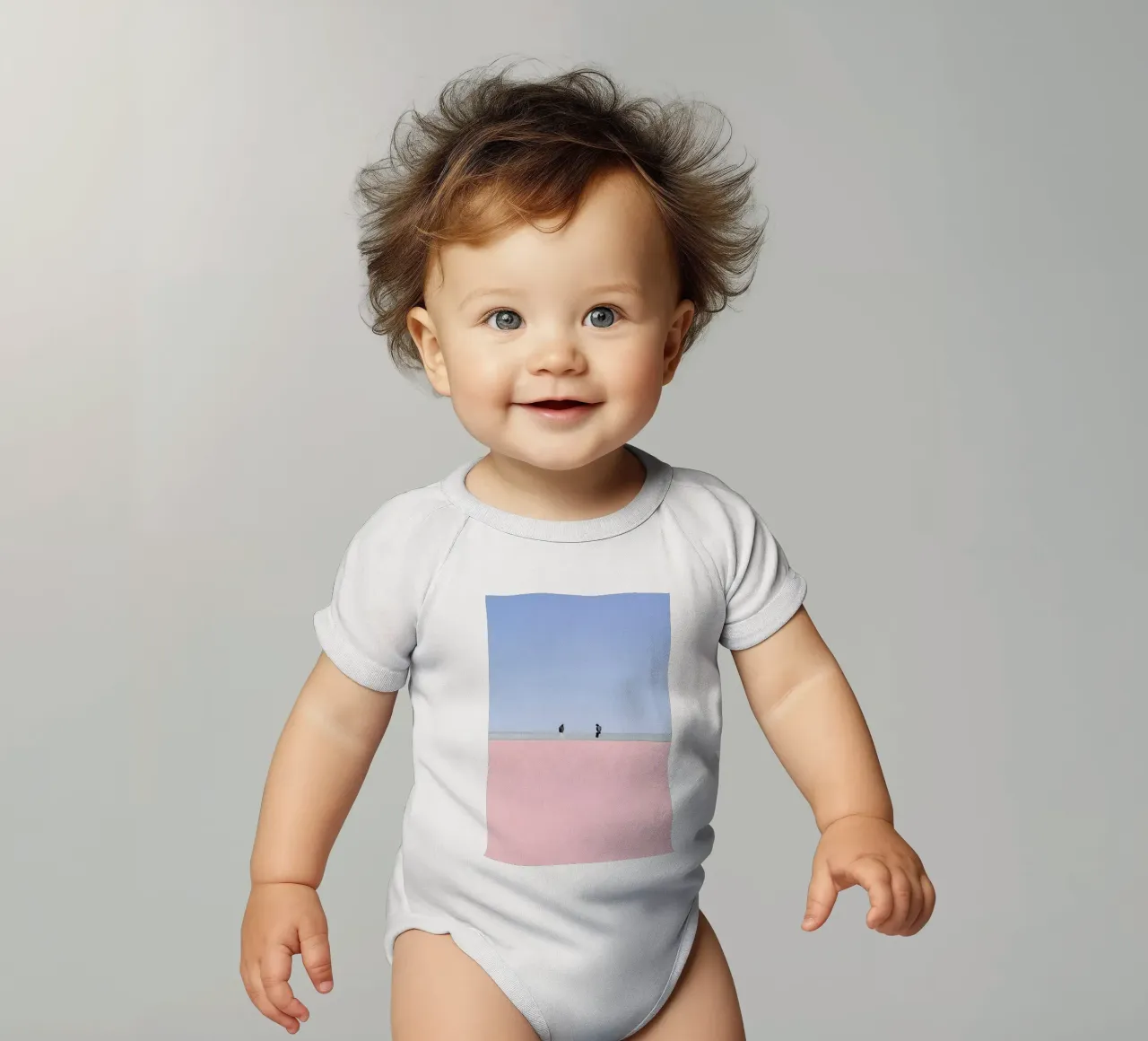 Keep Your Distance short-sleeve baby romper by Rupert Höller
