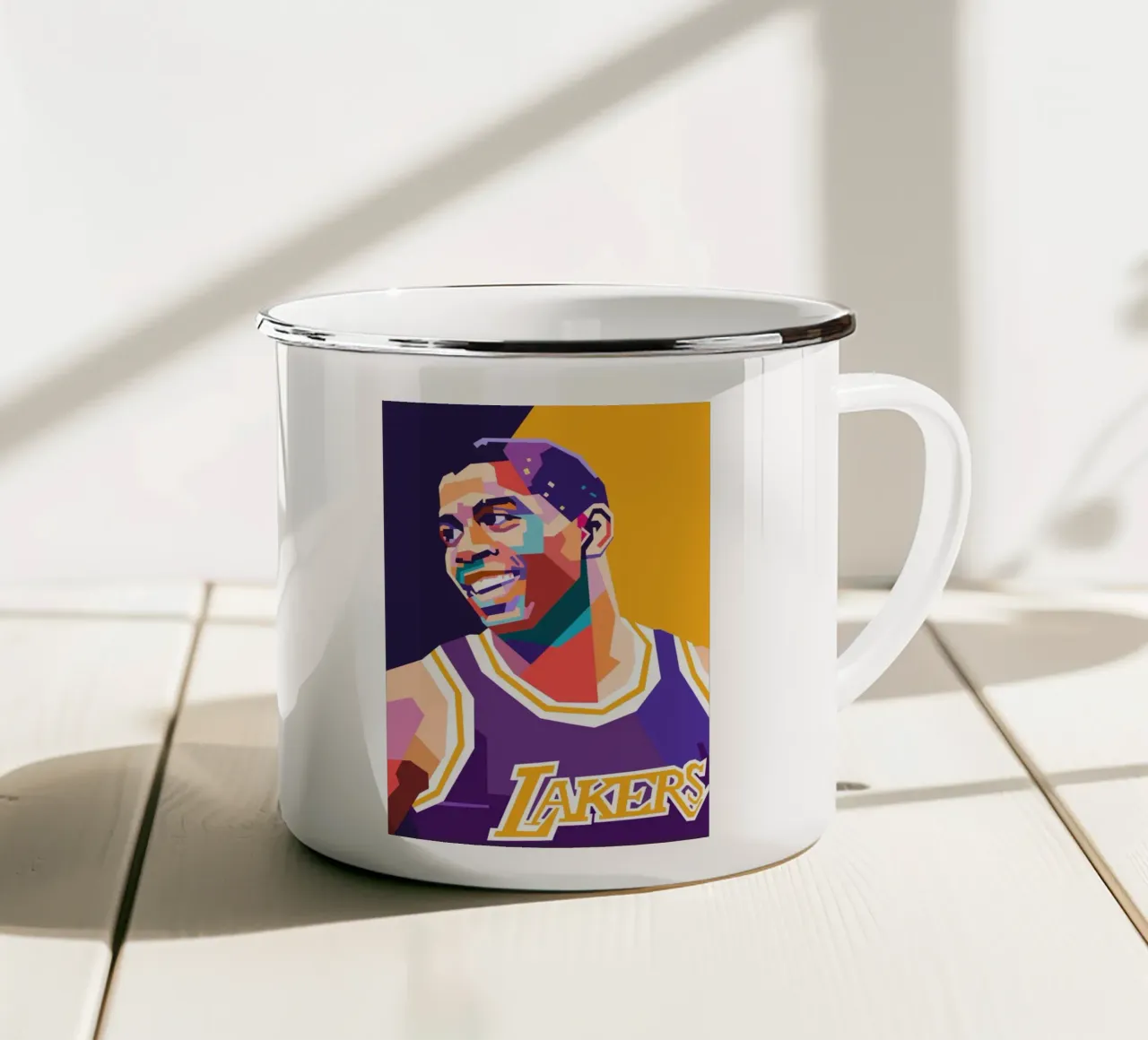 Magic Johnson, giocatore di basket tazza in smalto da Hantamrata