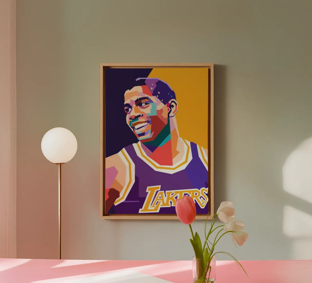 Magic Johnson basketball player canvas with Floater frame by Hantamrata