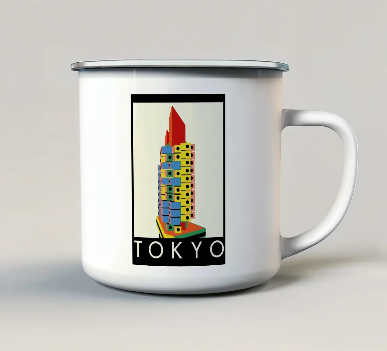 Tokyo Capsule Tower tazza in smalto da Rosi Feist
