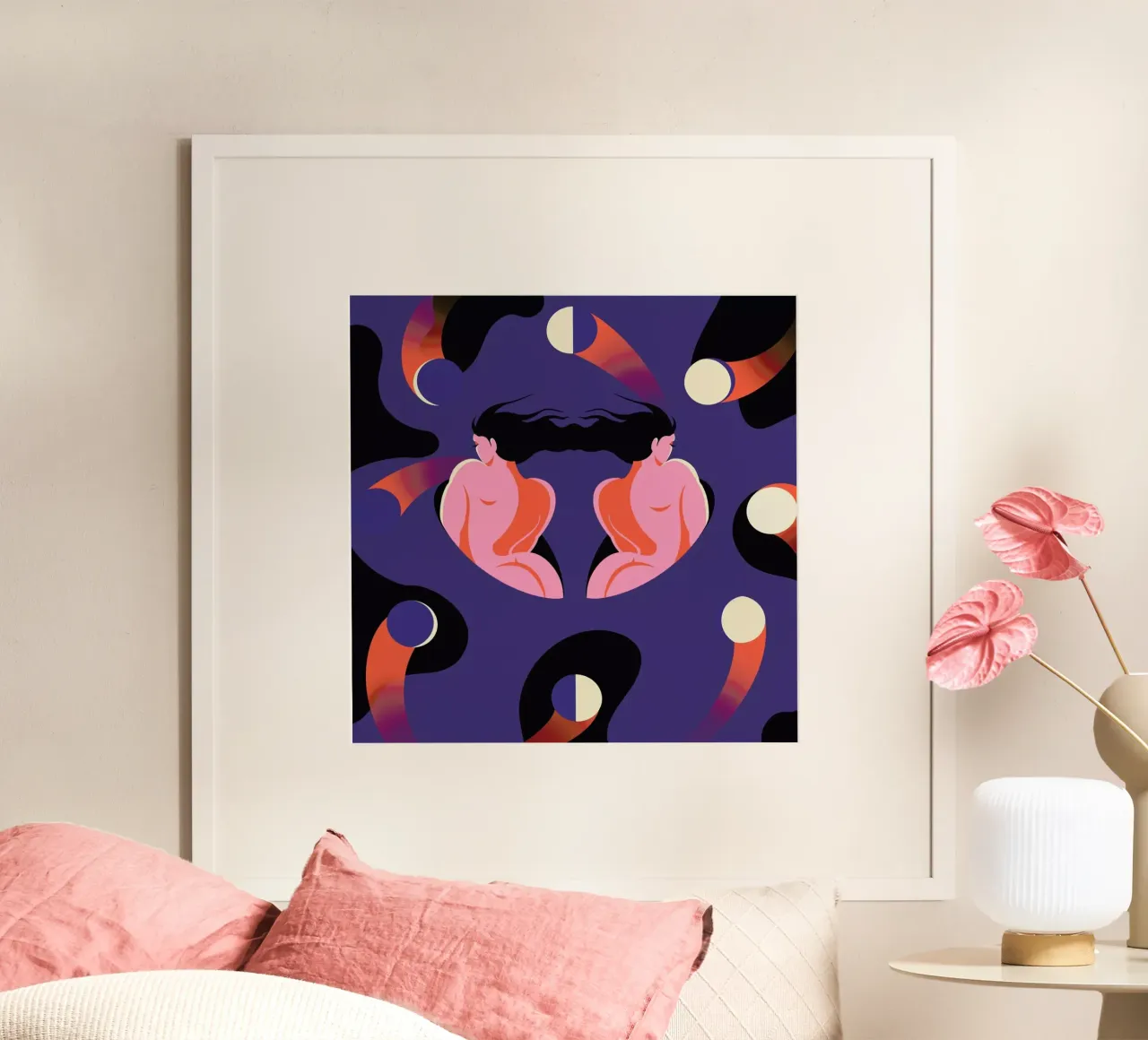 Geminis Soul poster con telaio in plastica da Kika illu