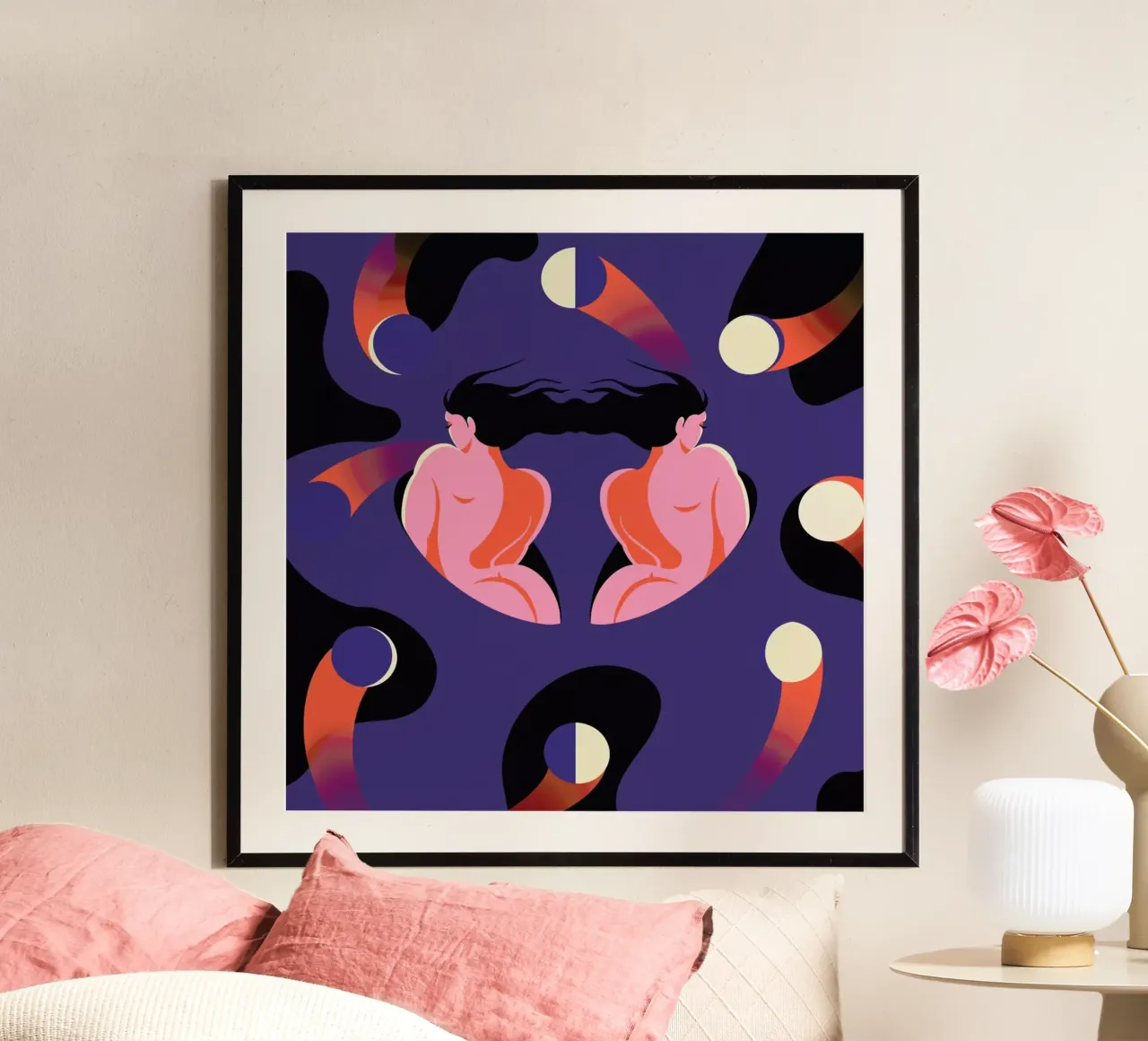 Geminis Soul poster con telaio in plastica da Kika illu