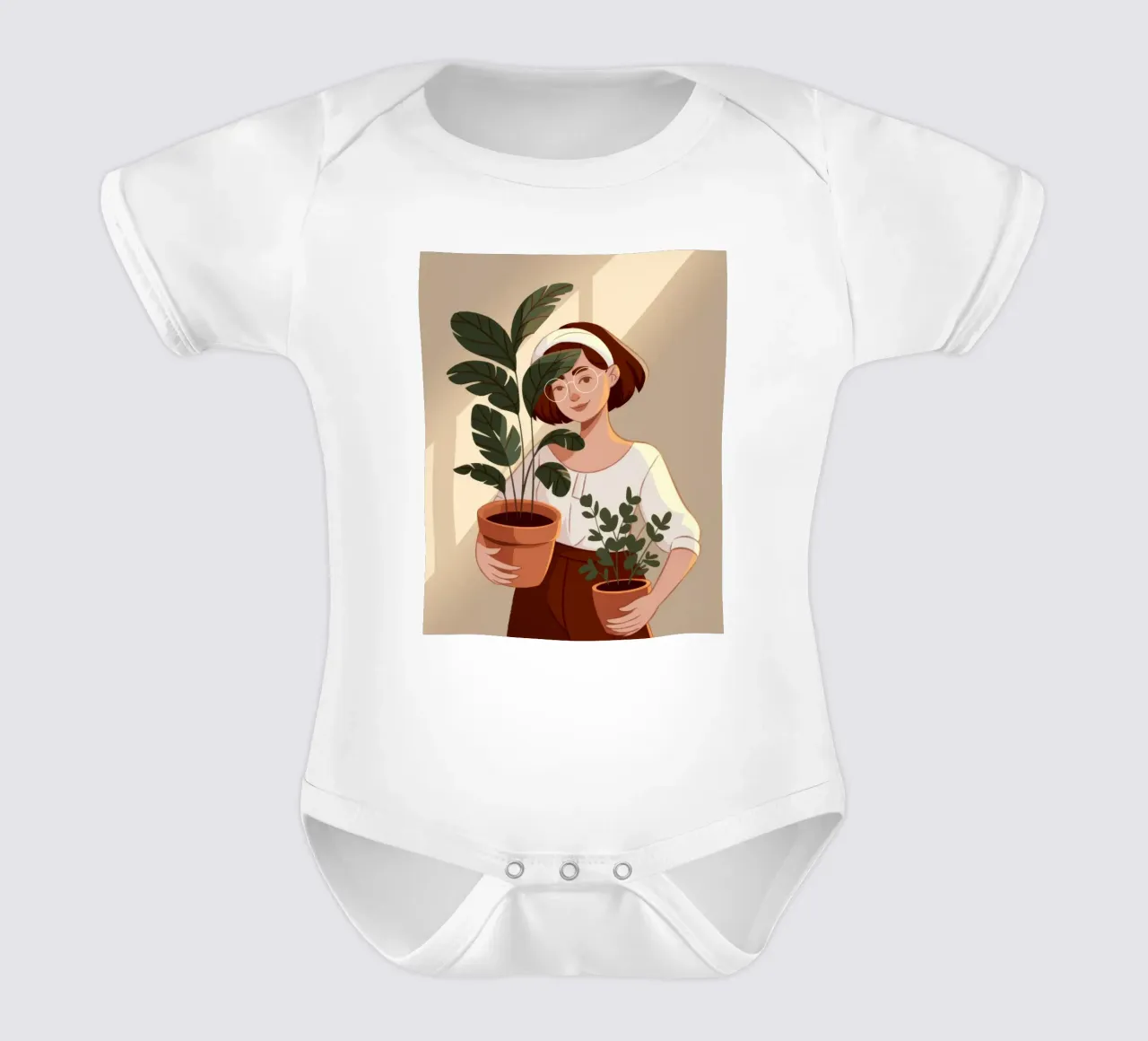Botanical Serenity Harmony short-sleeve baby romper by Nebula Verse