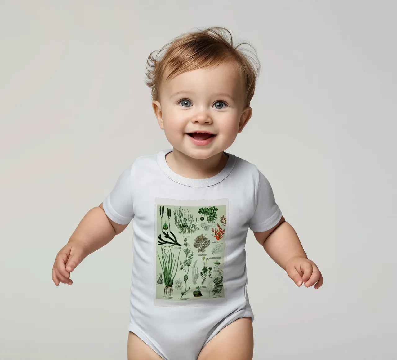 Auf Dem Grünen Zweig body neonato maniche corte da Flora & Fauna