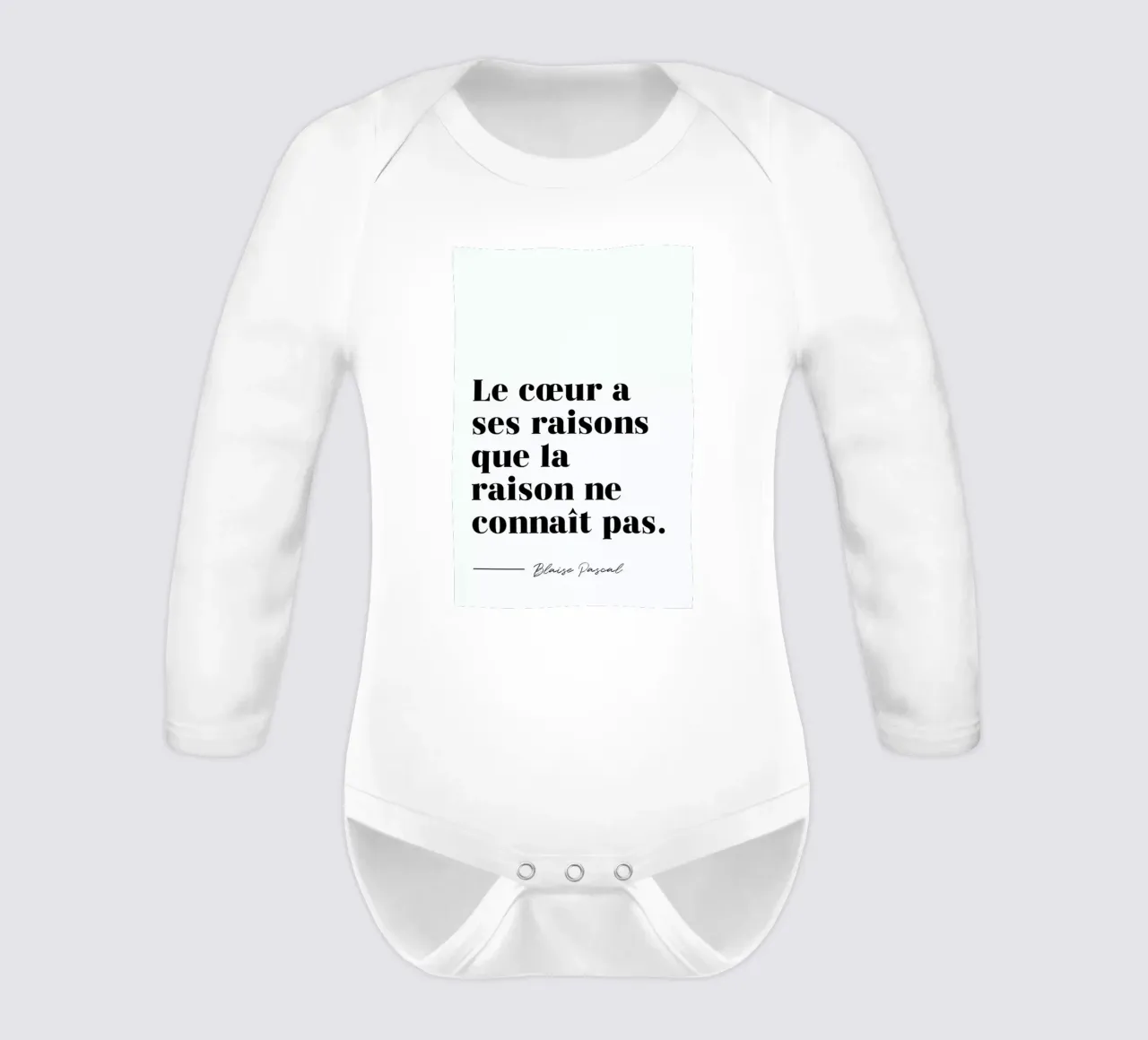 Le cœur a ses raisons long-sleeve baby romper by typed