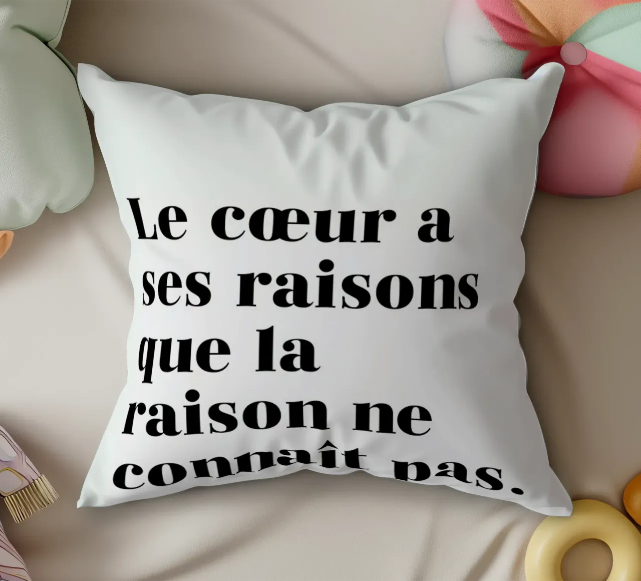 Le cœur a ses raisons cuscino da typed